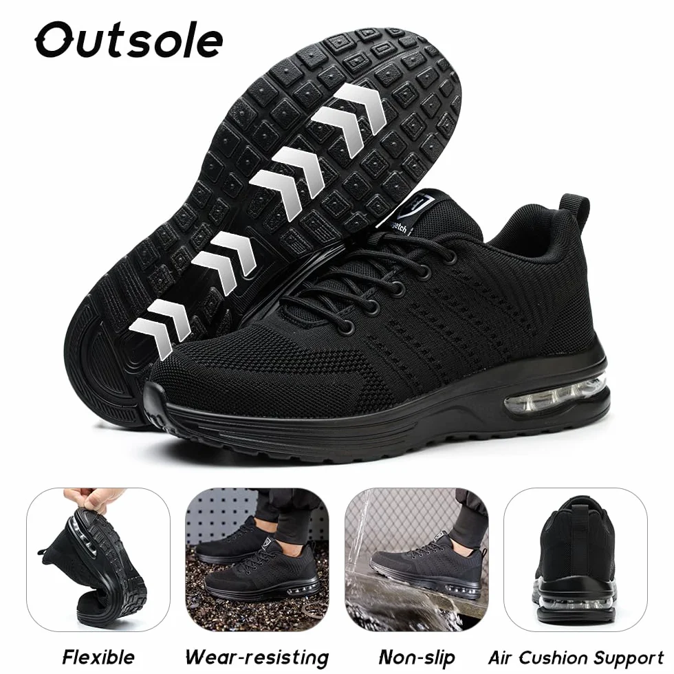Buty robocze, lekkie, męskie, damskie, antypoślizgowe, sportowe, ze stalowymi noskami, oddychające, ze stalowym noskiem, buty robocze