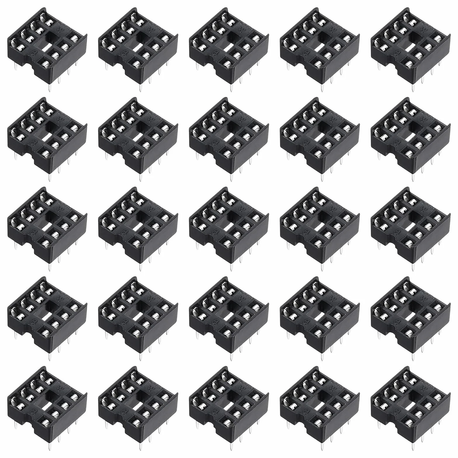 QUARKZMAN 60 sztuk DIP IC Chip Socket Adapter 8 Pin IC Asortyment Kit 2,54 mm/0,1" Pitch do projektu Breadboard, PCB Design