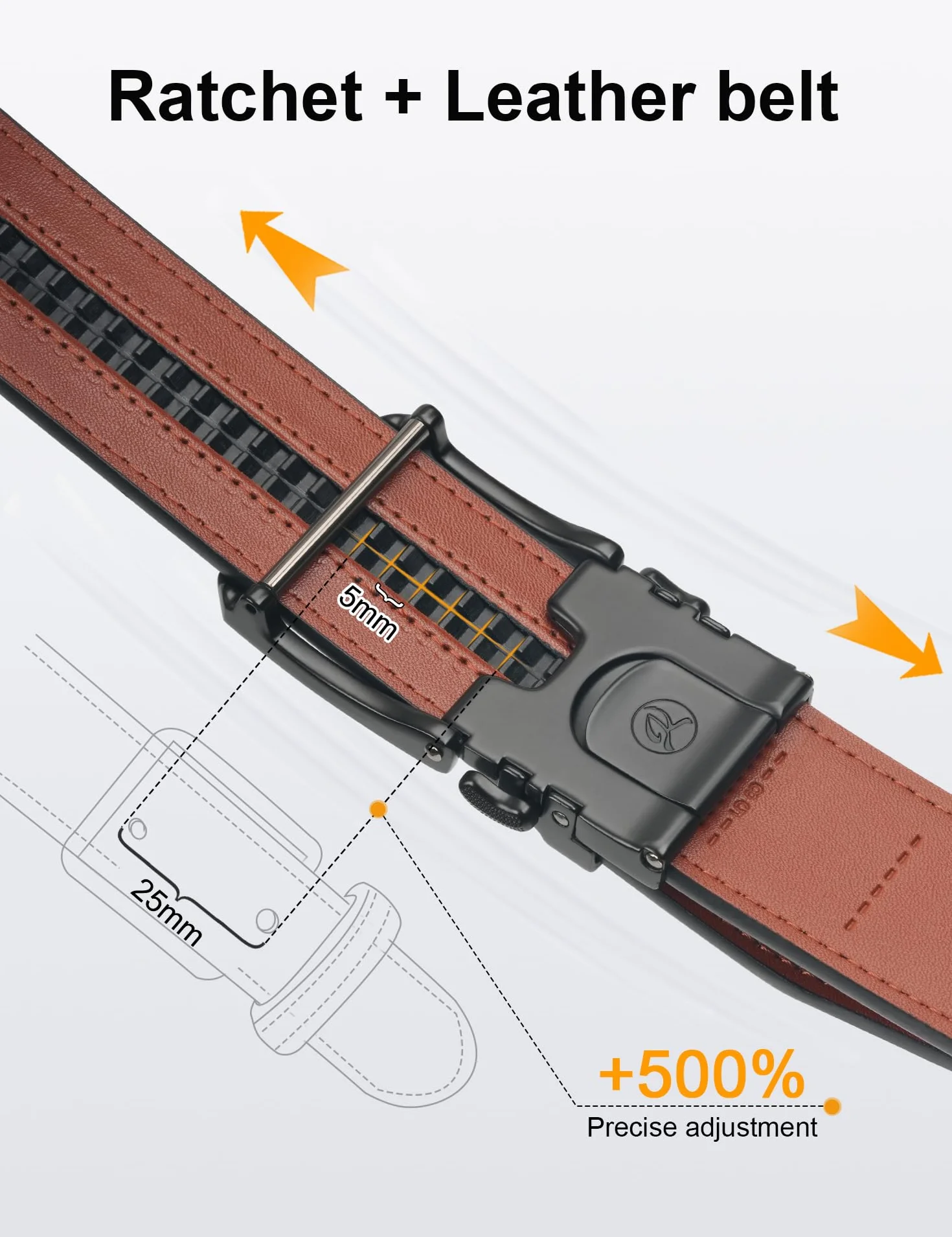 JUKMO Skórzany pasek z grzechotką 38 mm dla mężczyzn w pudełku prezentowym