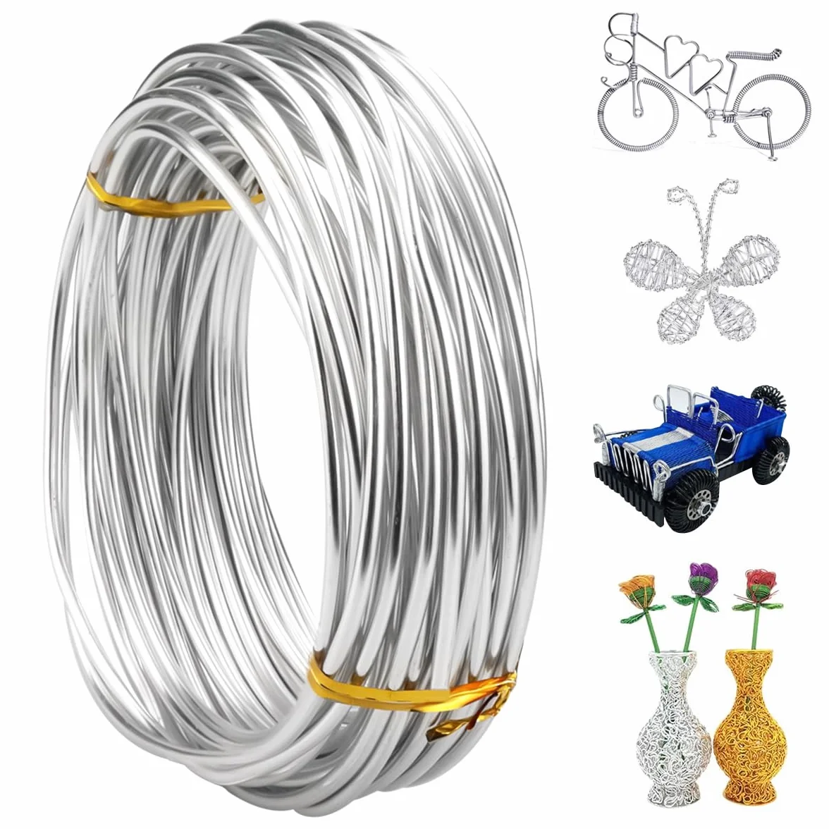 Drut aluminiowy 3 mm x 10 m, srebrny drut aluminiowy, elastyczny drut aluminiowy DIY, drut Alu do biżuterii, miękki drut metalowy Kreatywny wypoczynek, do tworzenia biżuterii, tkania nici
