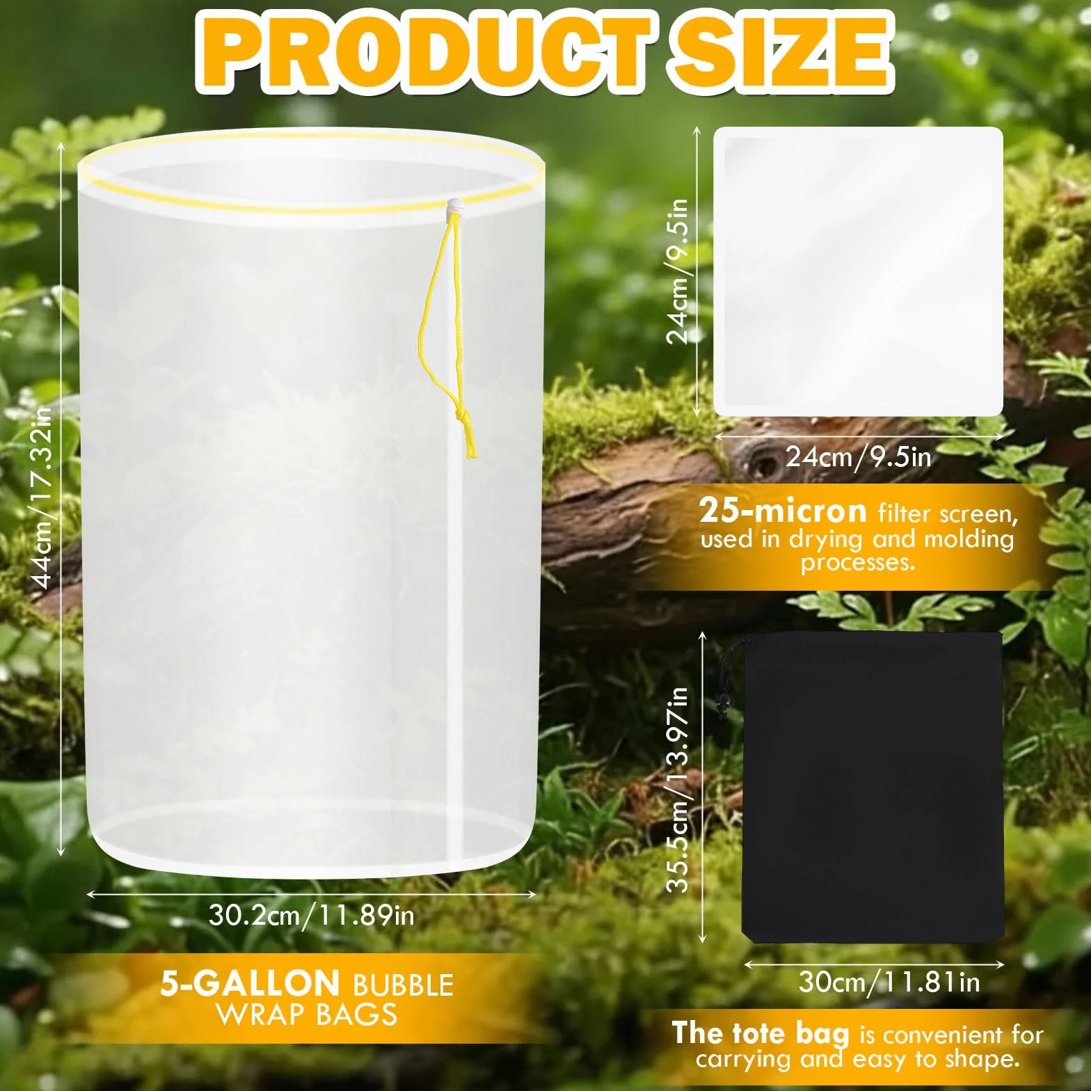 All Mesh Bubble Bag, 4 worki, 20 l, 5 galonów, zestaw do ekstrakcji ziół, worek do ekstrakcji, worek bąbelkowy z sitkiem i torbą do przenoszenia, do ekstrakcji ziół i produkcji
