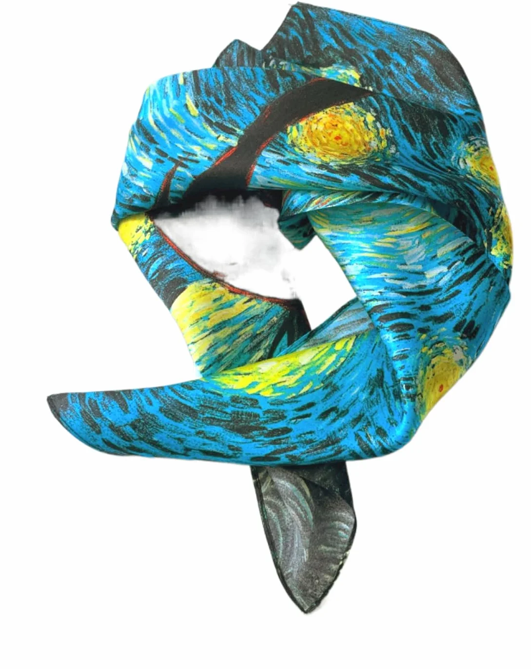 Jedwabna chusta na szyję damska bandana artystyczny druk