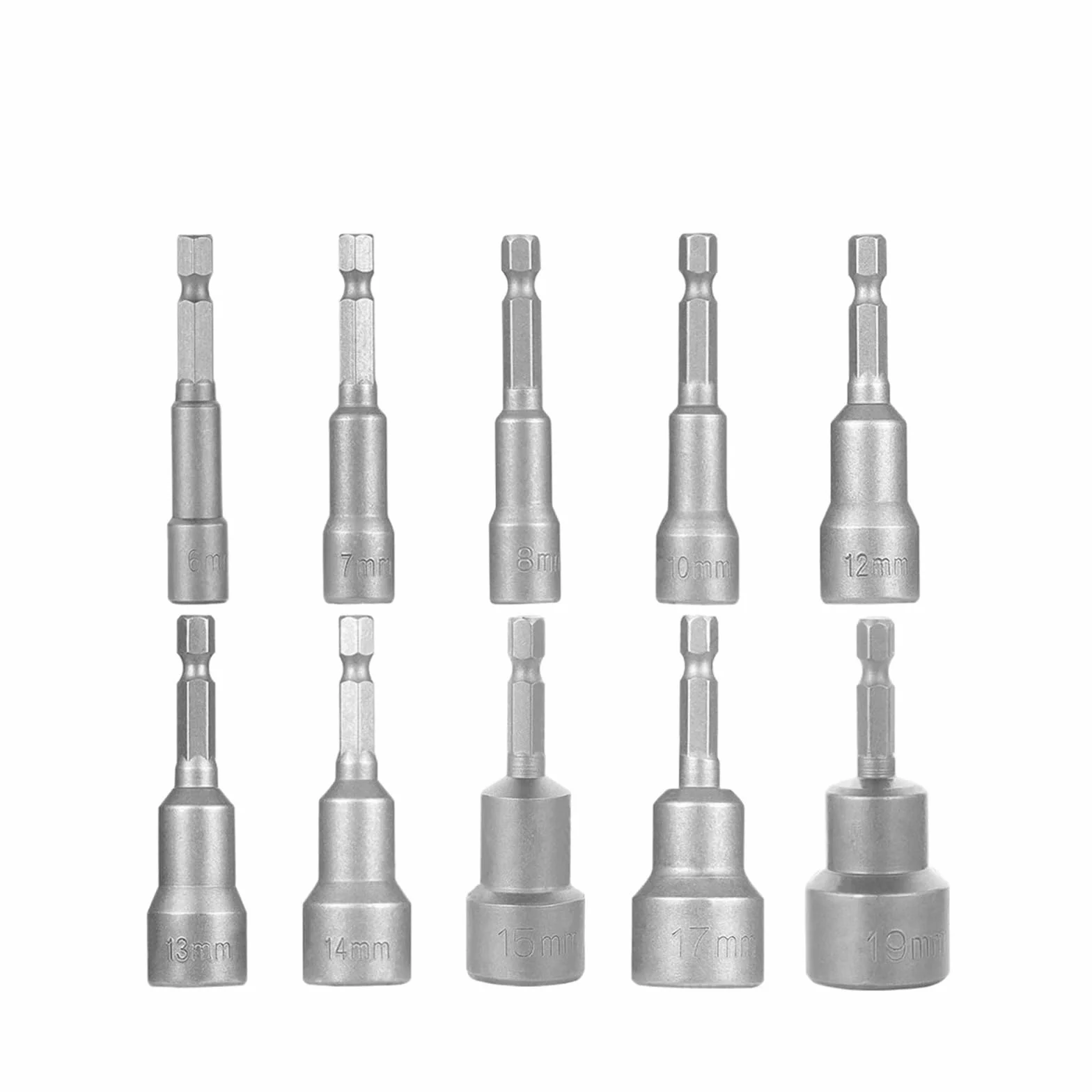 10Pcs 6-19mm Power Nut Driver Set For Impact Drill Socket Wrench Setters 1/4inch Hex Shank