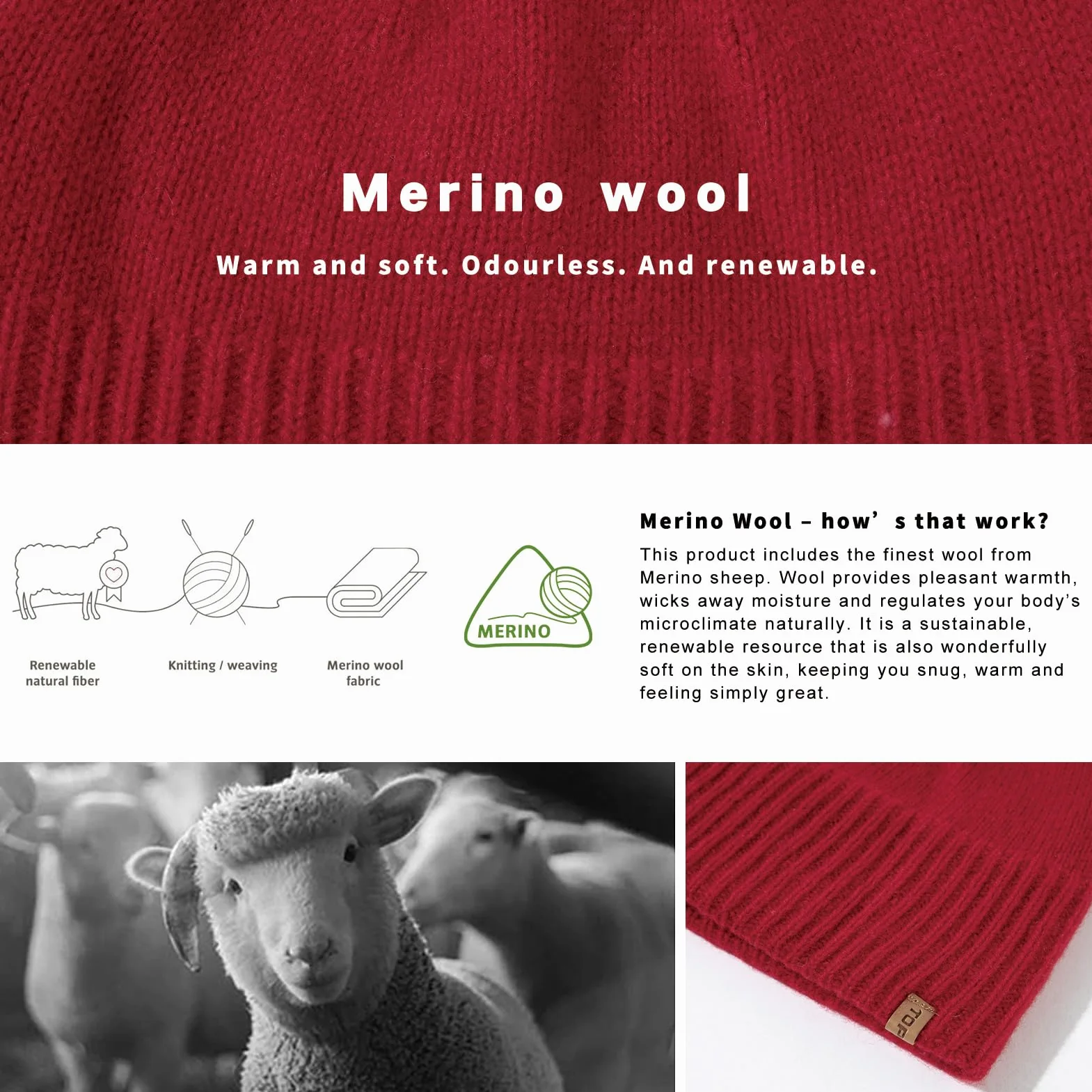 TOP-EX XL/XXL 100% wełna merynosów, czapka beanie, zimowa czapka wełniana, męska i damska, czapka z dzianiny, czapka rybaka beanie, czapka Trawler, ciepła polarowa podszewka