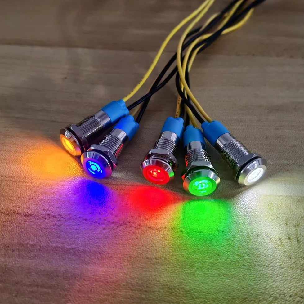 Gebildet 5 Sztuk 8mm 230V Ac Led Metalowy Wskaźnik Świetlny Wodoodporna Lampka Sygnalizacyjna (Zielona)