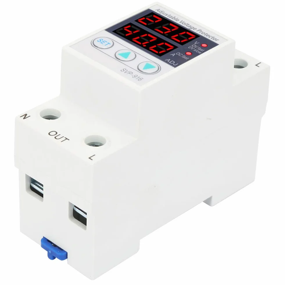 Przekaźnik Napięcia Jednofazowy 40A 230V AC z Zabezpieczeniem Przepięciem i Niskim Napięciem Montaż na Szynie DIN 50/60 Hz 2W