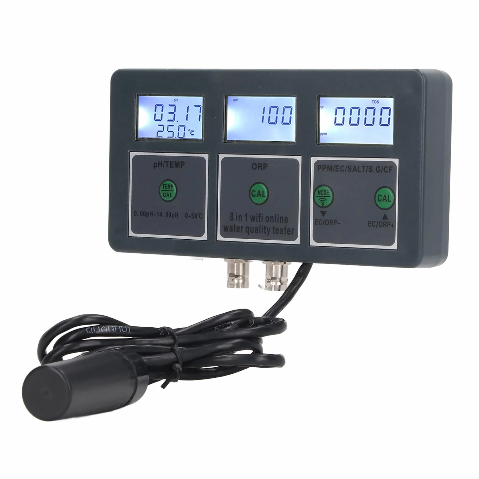 Tester Jakości Wody PH EC TDS TEMP - Wielofunkcyjny Miernik do Pomiaru Mętności i Przewodności - Zasilanie 230V Wtyczka UE