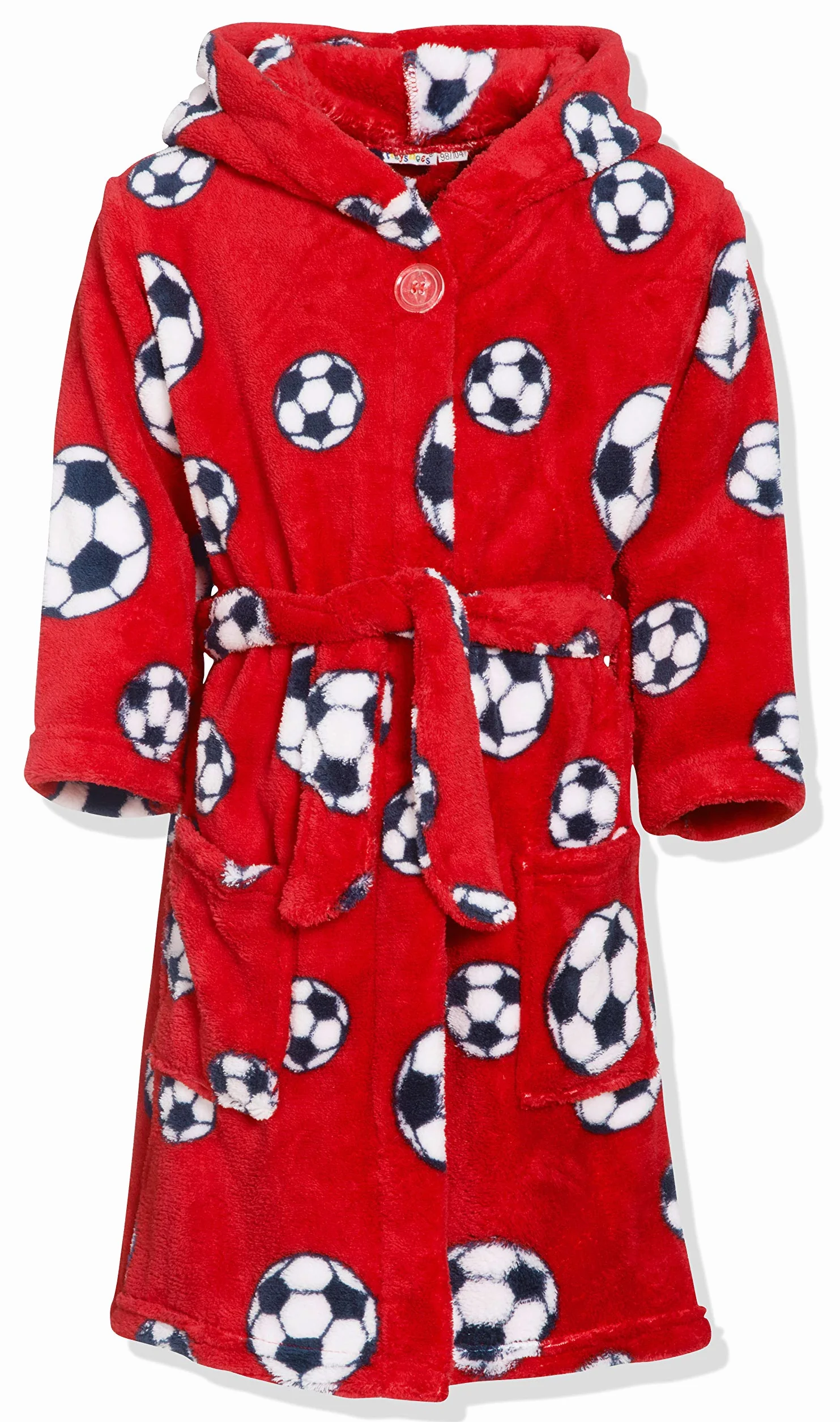 Playshoes Szlafrok polarowy dla dzieci Czerwona piłka nożna 134-140