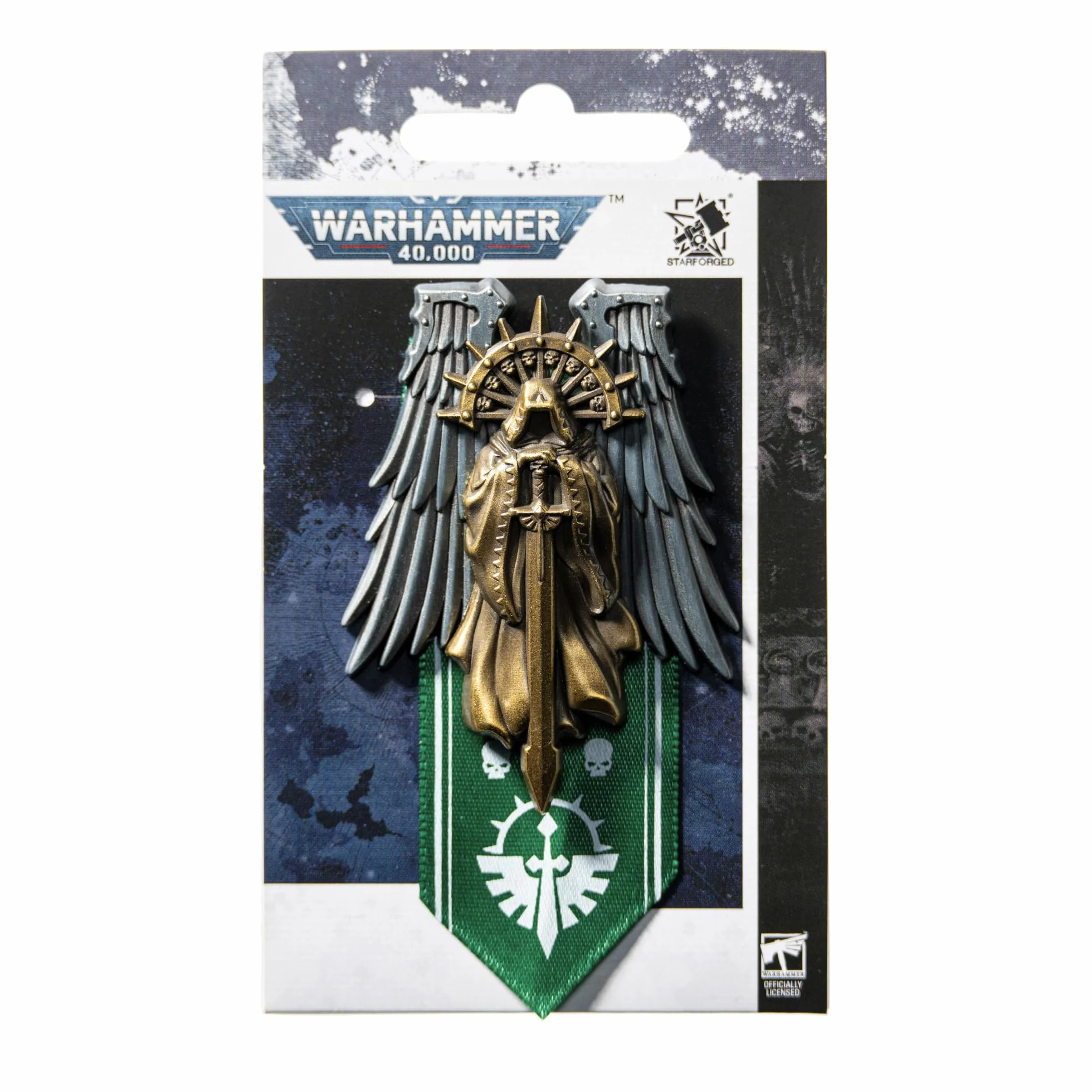 Starforged Warhammer 40K Dark Angels Seal of Duty Emble of Inner Circle Broszka, mała, stal stopowa, bez kamienia szlachetnego