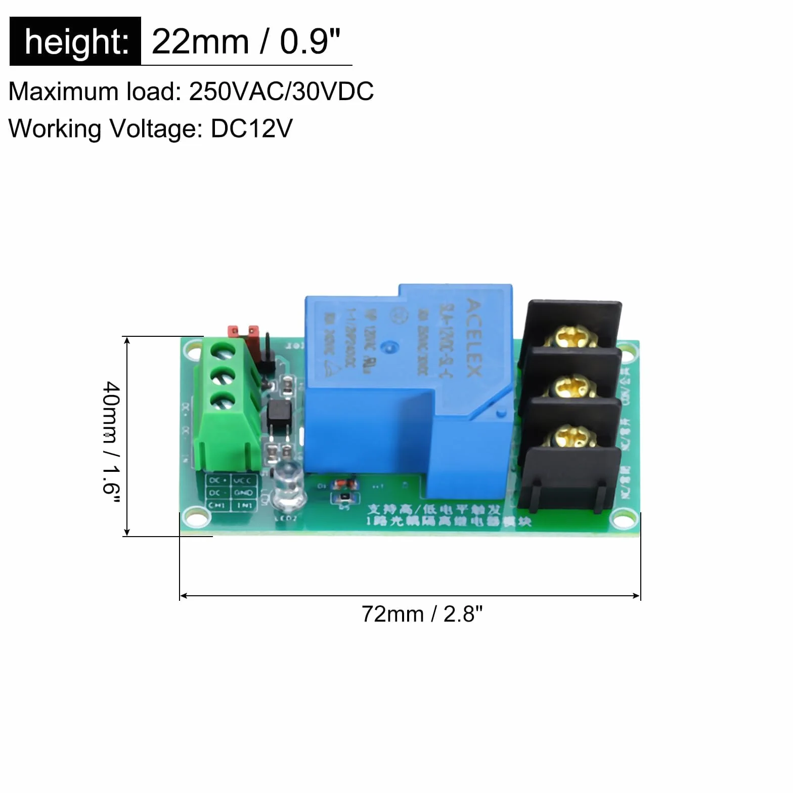 QUARKZMAN 1 szt. Jednokanałowy moduł przekaźnikowy DC 12 V tarcza przełącznika 30 A wysokiej lub niskiego wyzwalacza do elektroniki przemysłowej automatyki domowej