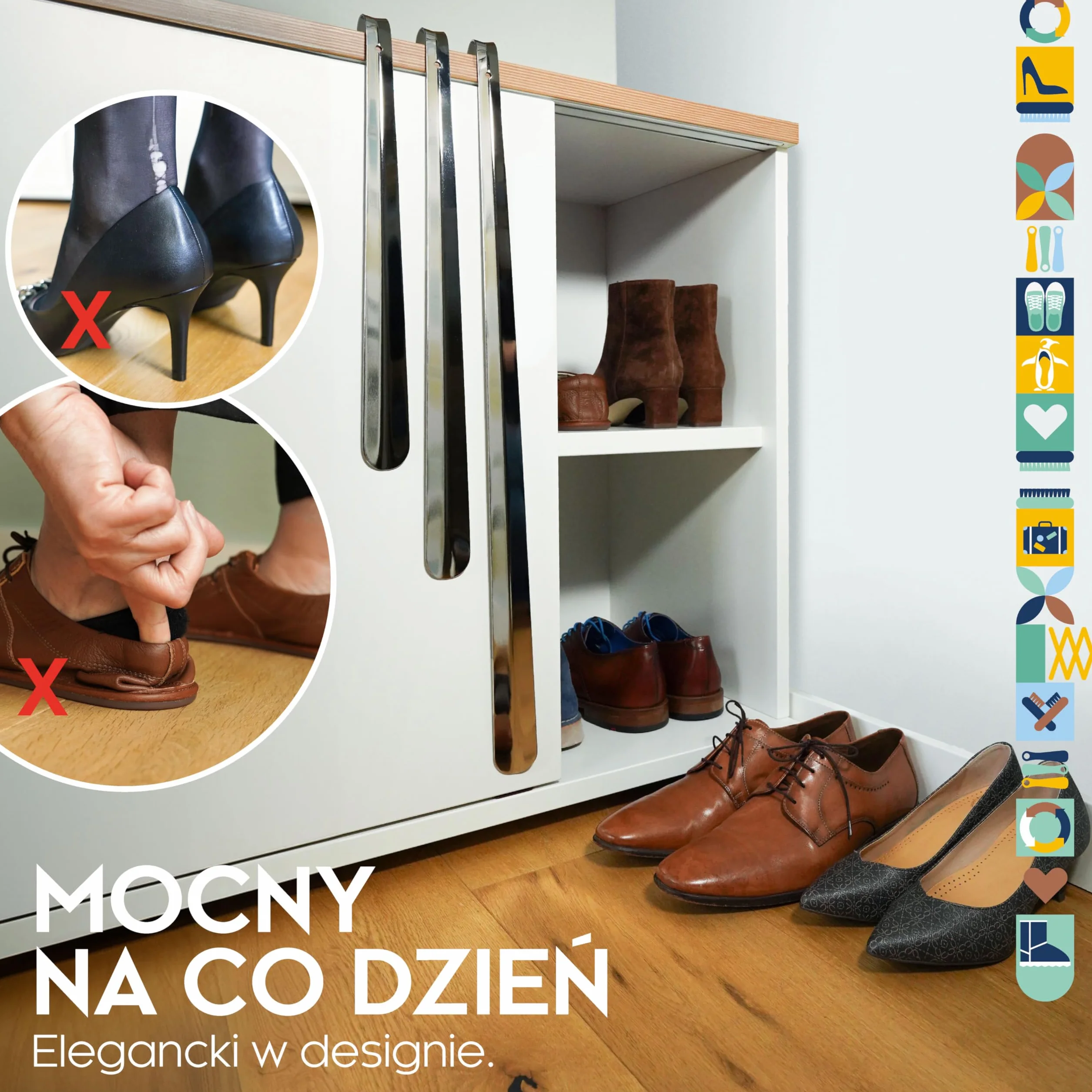 biped łyżka do butów metal długa 70 cm – stal nierdzewna z haczykiem do zawieszenia – solidna i elegancka metalowa łyżka do butów wysokiej jakości z2792(1 sztuk)