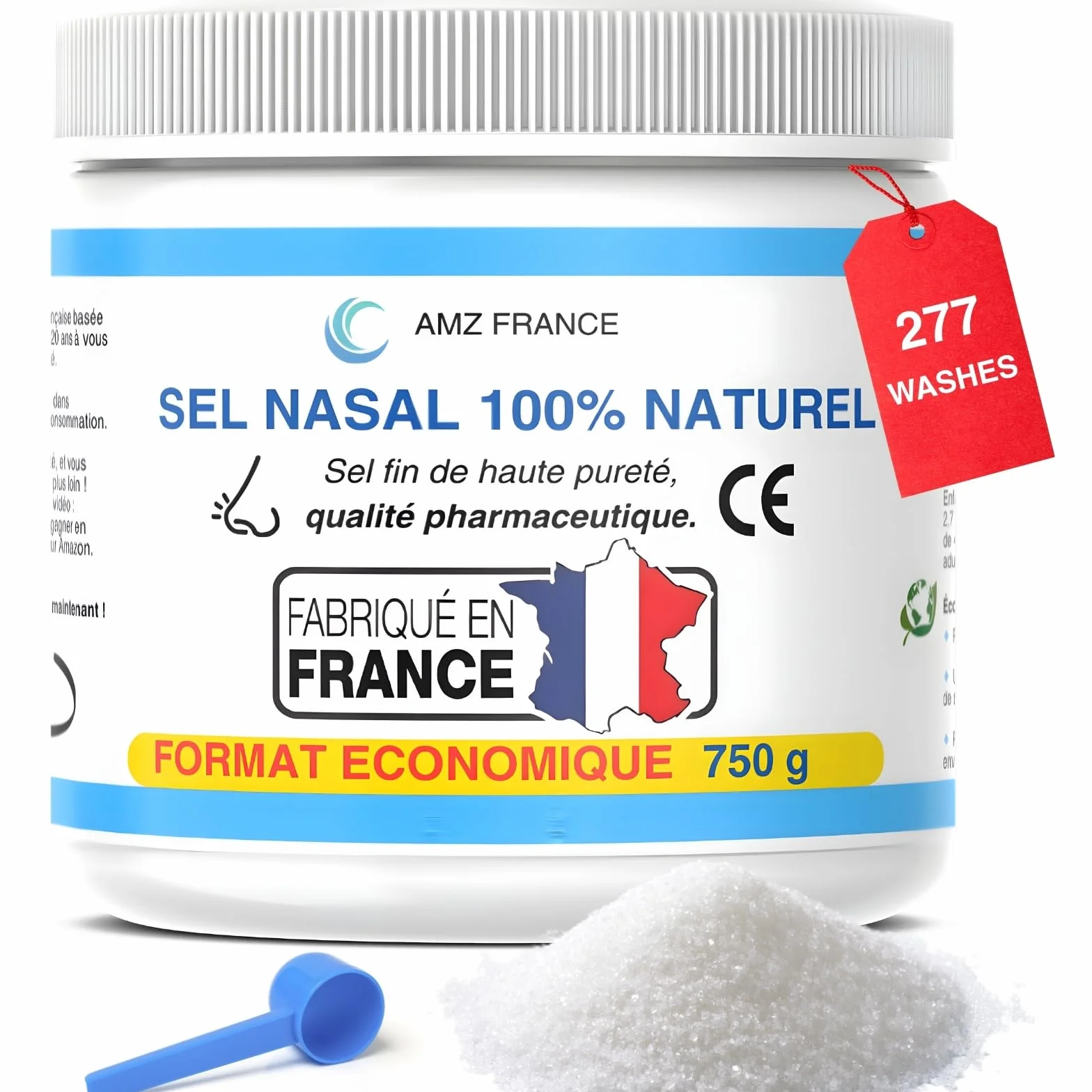 Nasal Salt 750 g, 100% Natural, Pharmaceutical Grade, Made in FRANCE - 277 Washes (XXL Box) - Child Adult - Nasal Rinse – Wellness Product