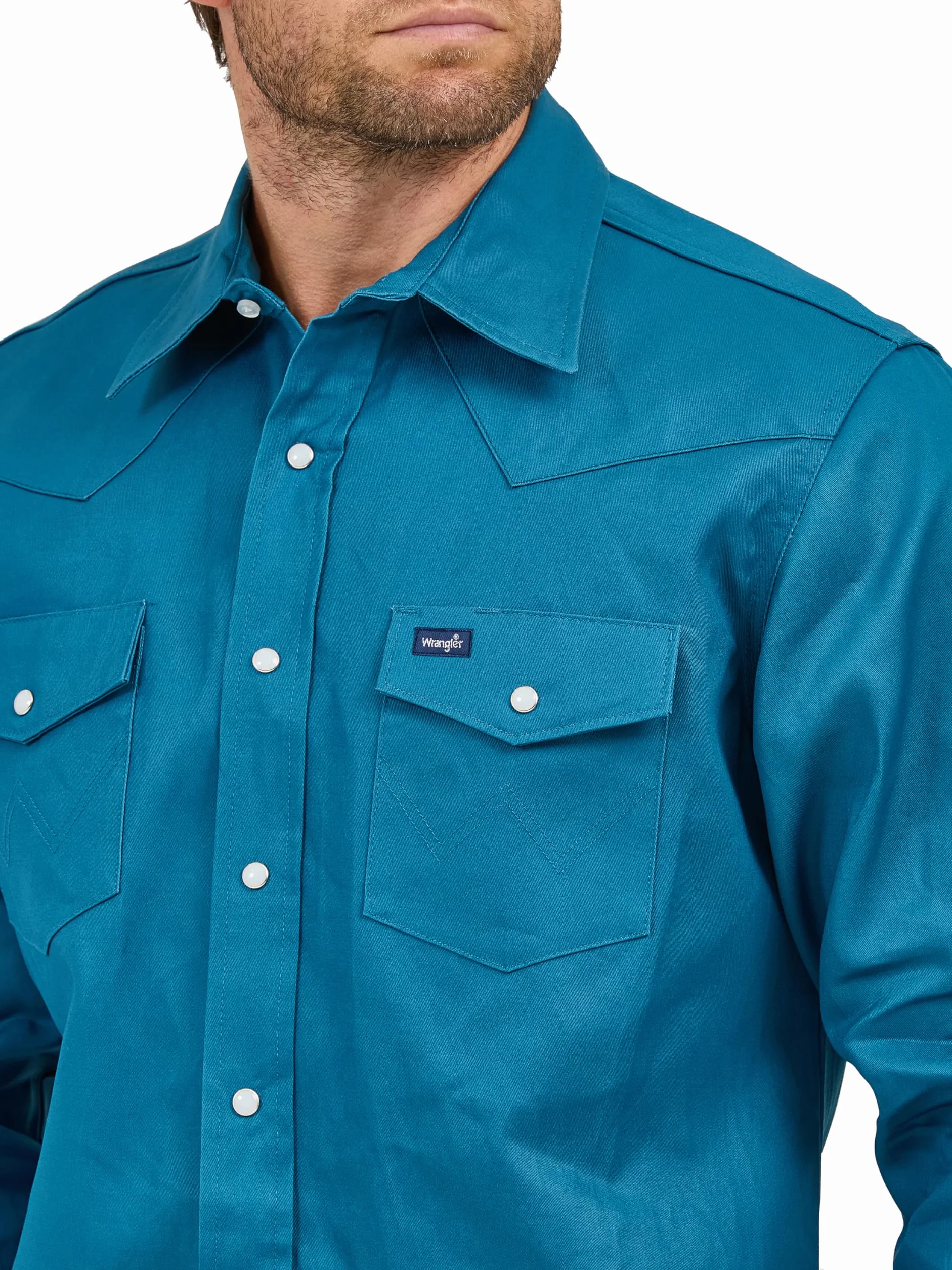 Wrangler Męska koszula robocza z długim rękawem kowbojskim, mocne wykończenie