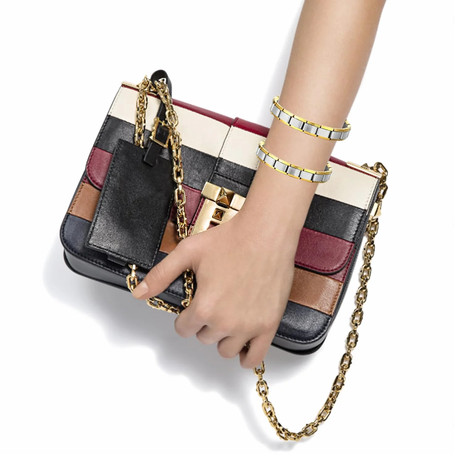 Włoska Bransoletka Charm Modułowa ze Stali Nierdzewnej - Srebrny, Złoty - 18 Sztuk Zawieszek dla Dziewcząt i Chłopców
