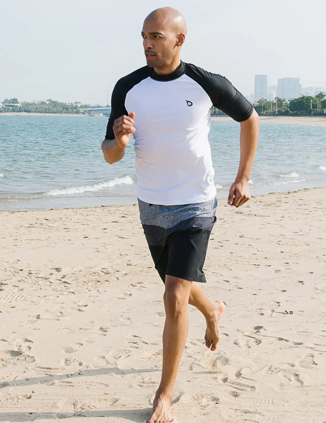 BALEAF Męska koszulka UV UPF 50+ z krótkim rękawem Rashguard, męska koszulka do pływania, nurkowania