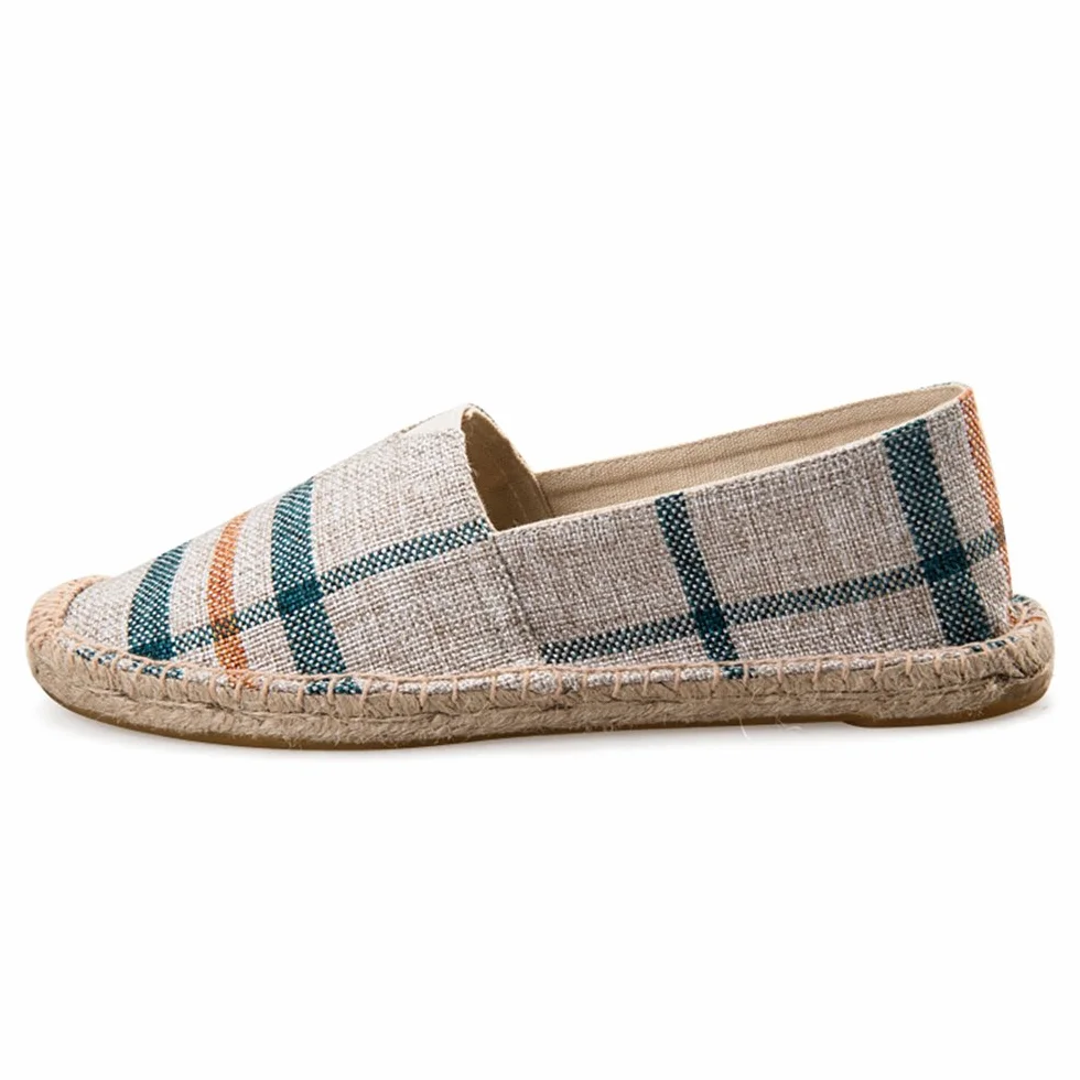 Alexis Leroy Wzór karo męski espadryle, beżowy - beżowy - 42 EU
