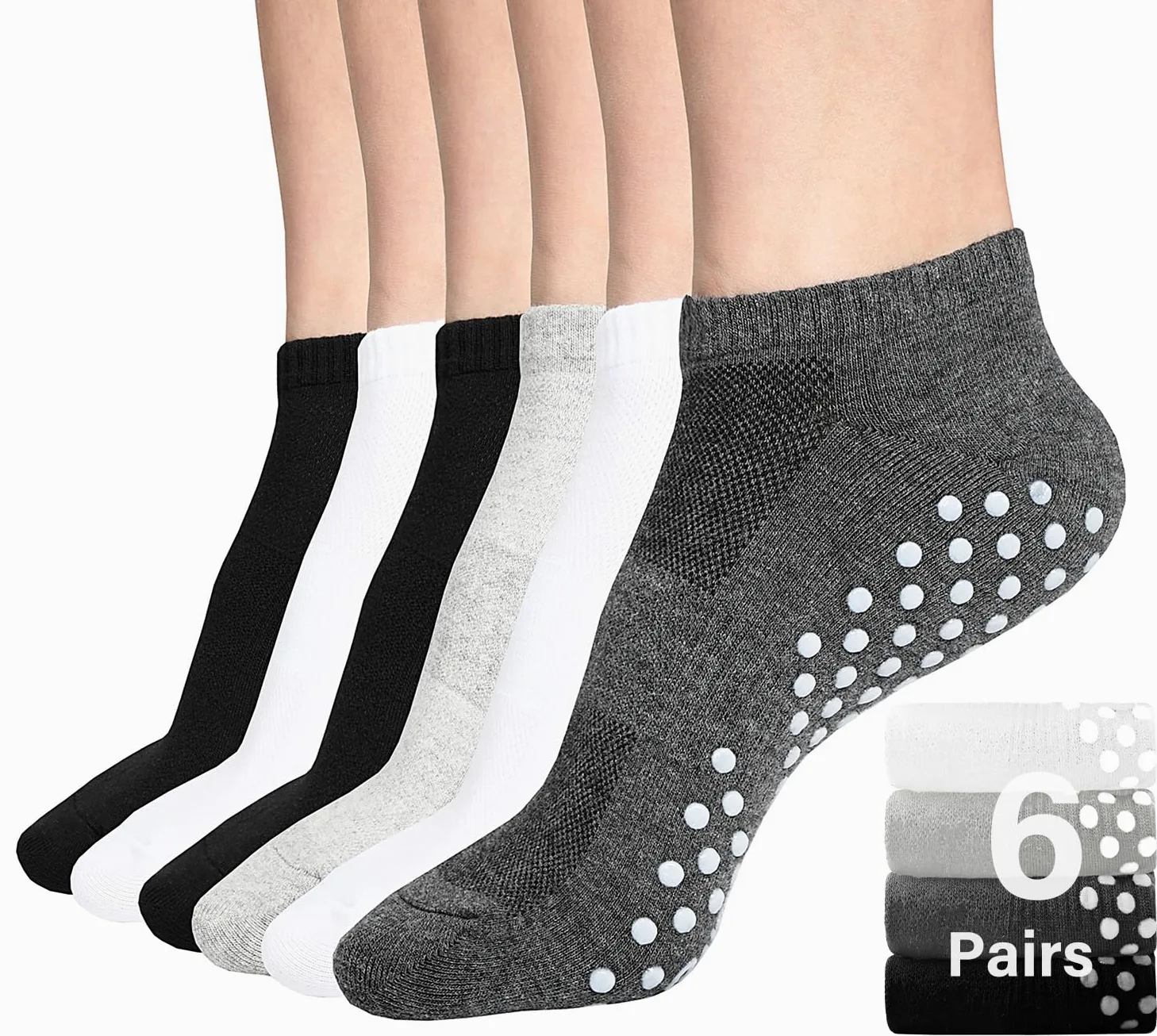 DIBAOLONG Damskie i męskie skarpety o niskim kroju, 6 par kostek No Show Athletic Short Cotton Socks
