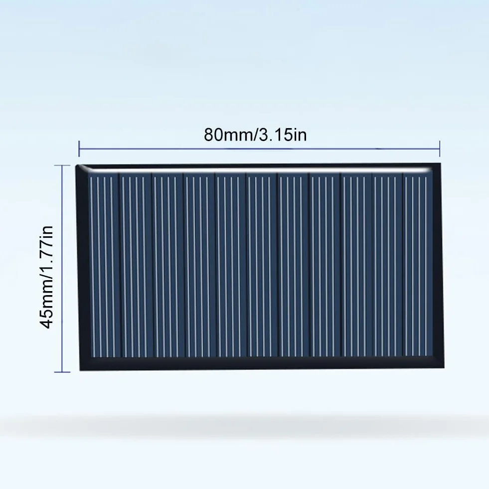 Mini panel słoneczny, mikro moduł słoneczny, mały panel słoneczny, polikrystaliczny krzem, odpowiedni do rowerów solarnych, plecaków solarnych, lamp trawnikowych, lamp, 5 sztuk, 80 x 45 mm, 5 V 100 mA