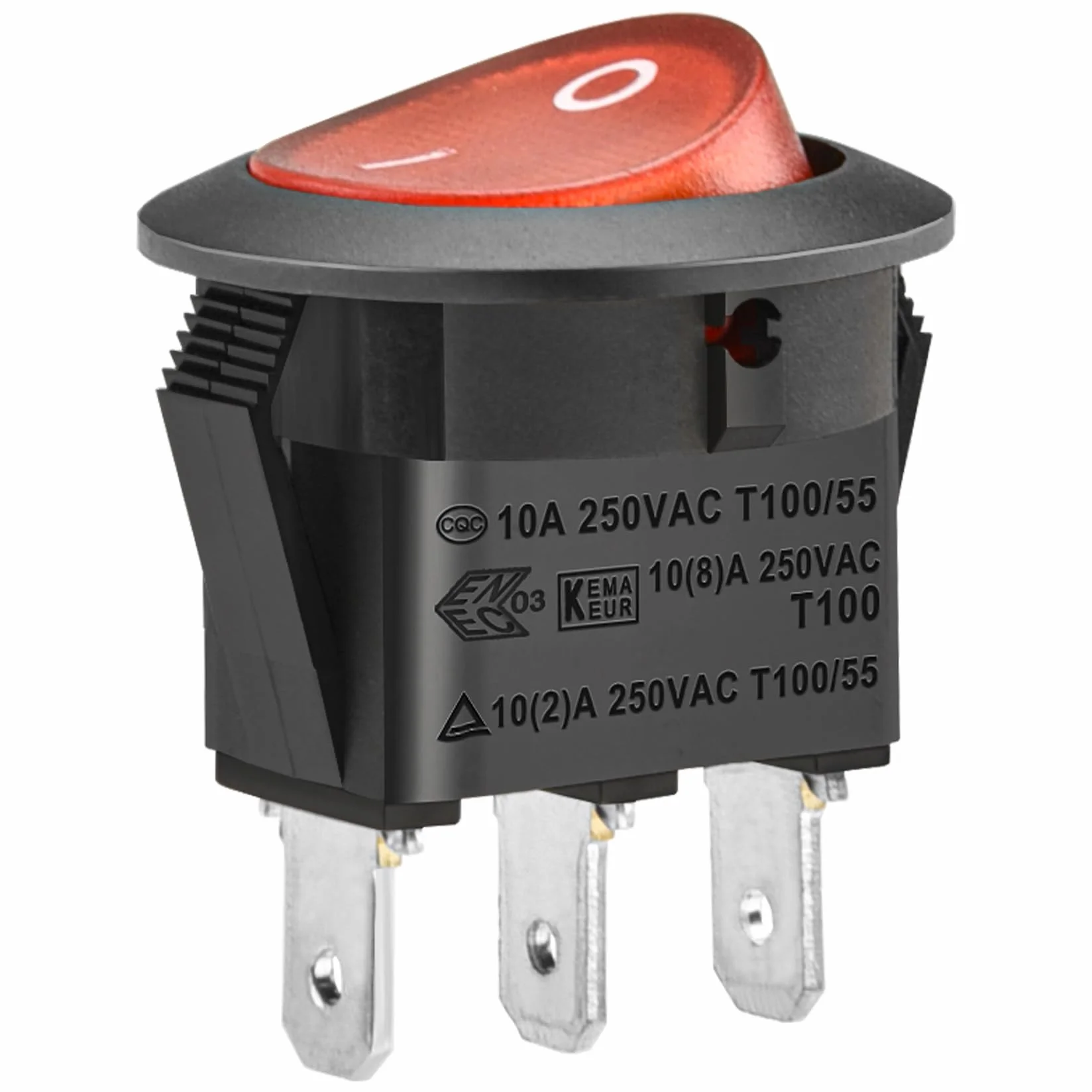 Heschen Czerwony okrągły przełącznik dźwigniowy, włącznik/wyłącznik, SPST, 3 terminale, 10 A, 250 V AC, UL VDE, 5 sztuk
