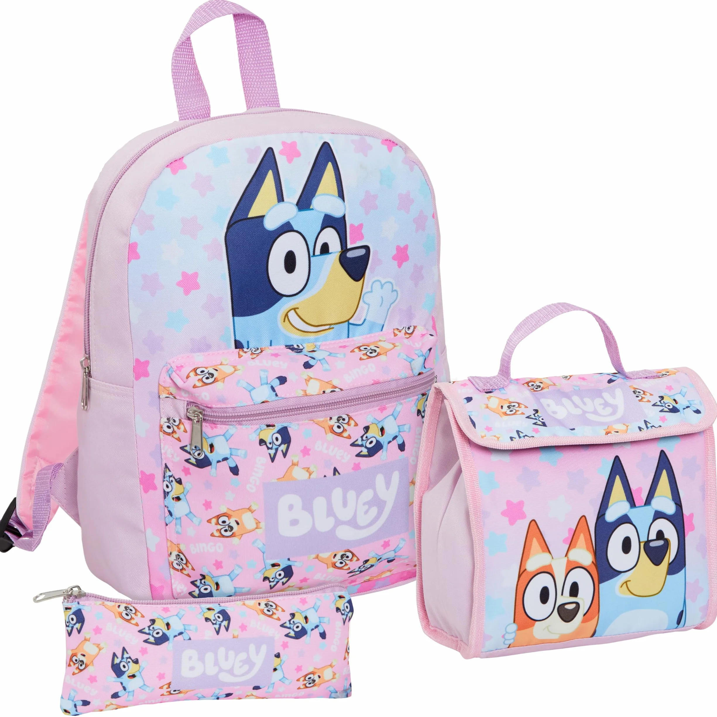 Plecak Bluey zestaw 3-częściowy różowy torba na lunch piórnik