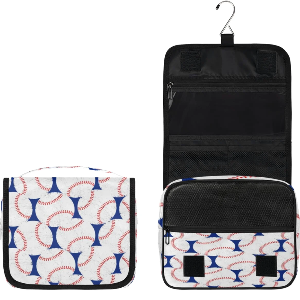 Baseballowy wzór podróżna kosmetyczka bejsbolówka design torba do mycia uniseks wiszące przybory toaletowe organizer na kosmetyki kosmetyki, wielobarwny, Jeden rozmiar