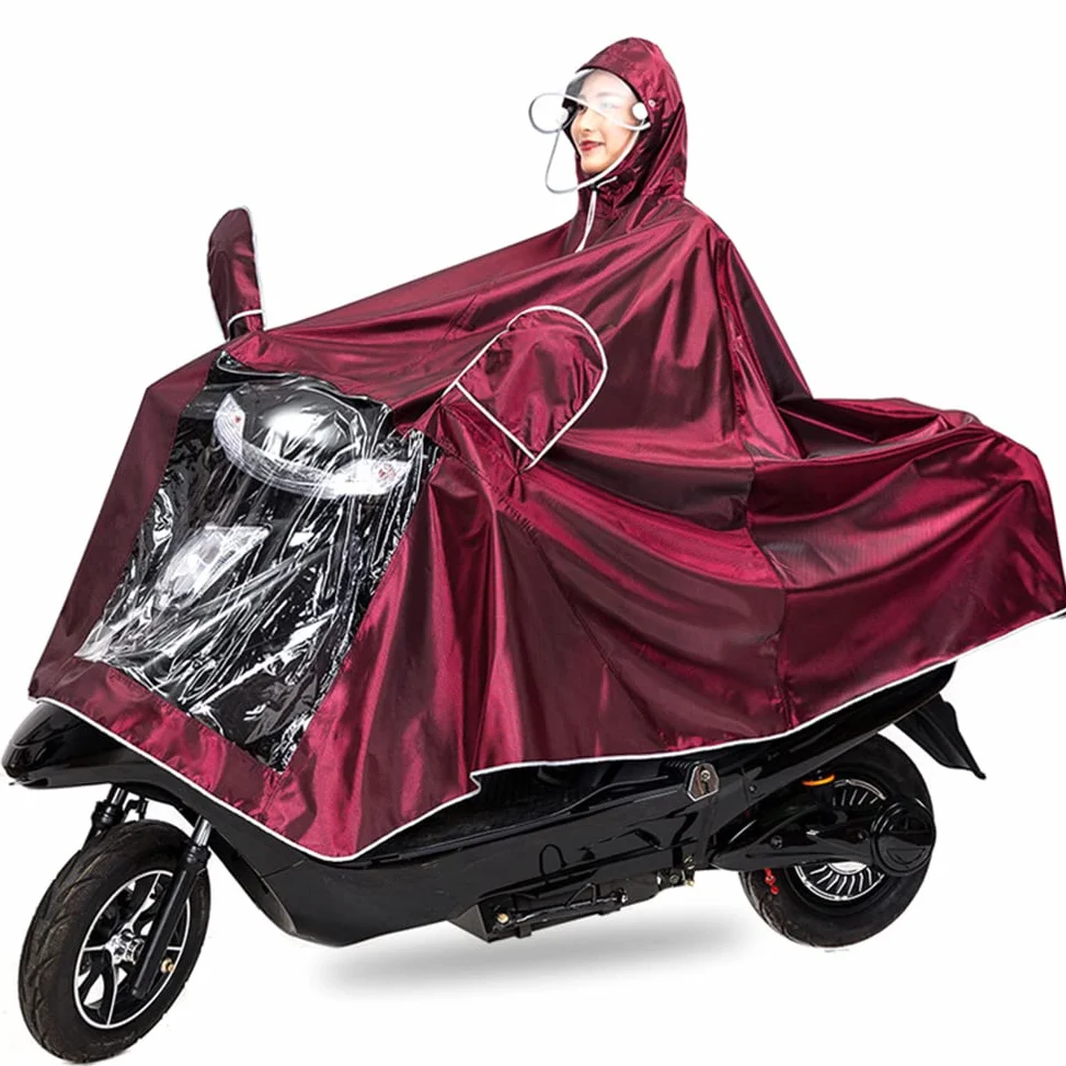 Poncho dla dorosłych unisex Wodoodporne ponczo przeciwdeszczowe Rower na zewnątrz Ebike Motocykl skuter Kurtka rowerowa Płaszcz przeciwdeszczowy Peleryna z kapturem (czerwony 2 5XL)