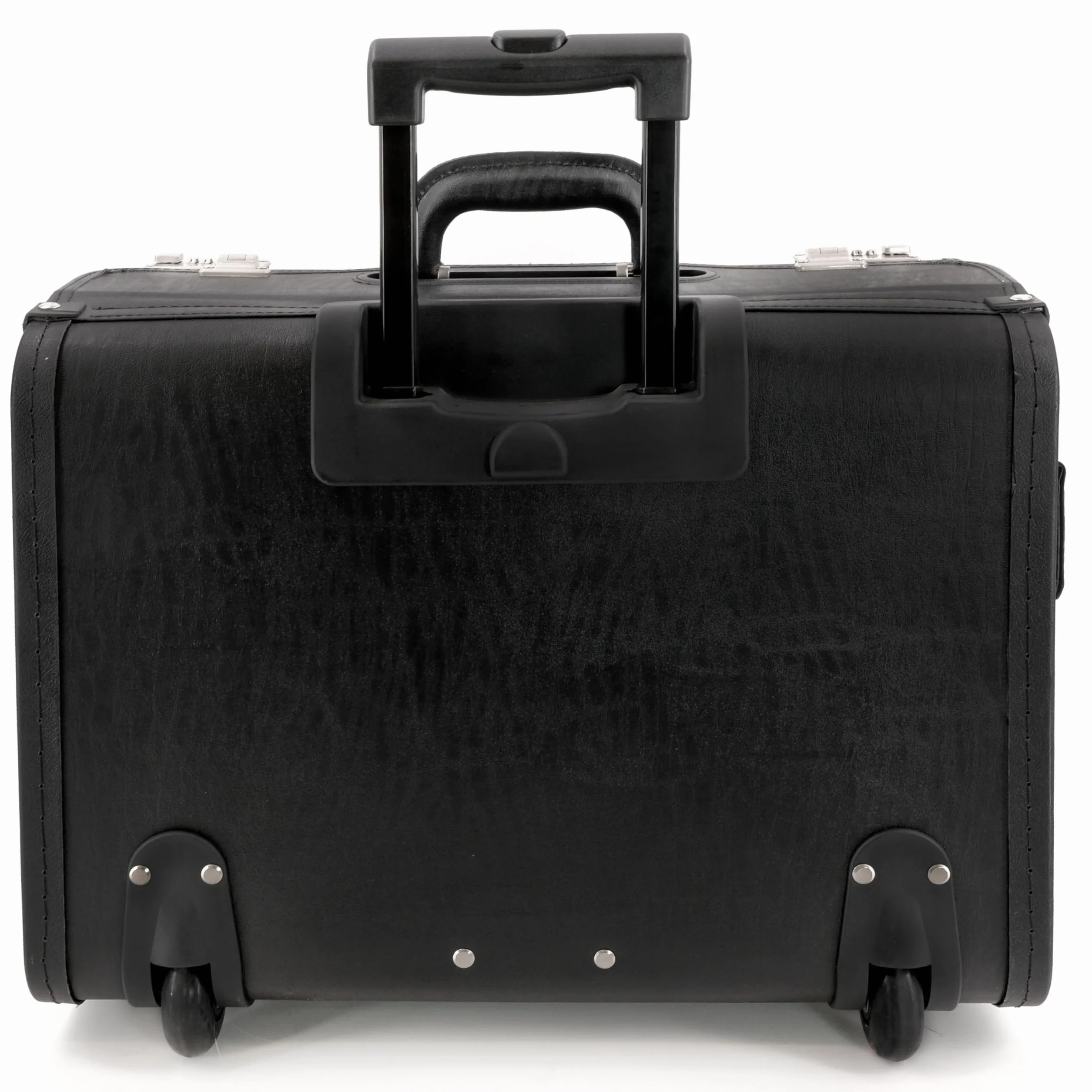 Alassio - 92705 SILVANA - walizka na kółkach, skórzana, czarna, Czarny, B 48,5 x H 37 x T 23 cm, Bagaż dziecięcy