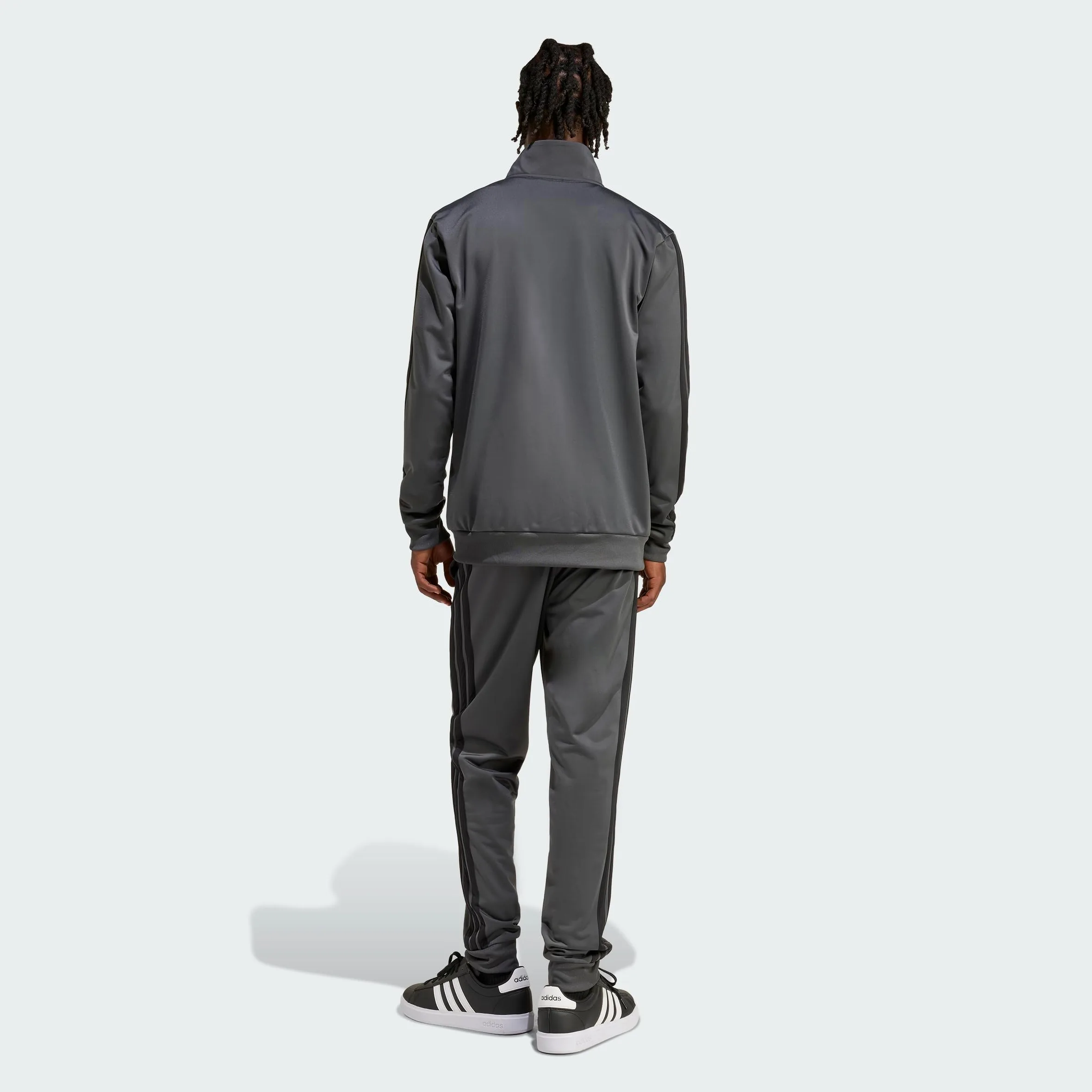 adidas heren SPORTSWEAR BASIC 3 STRIPES TRICOT TRACKSUIT, grey six, M Tall
