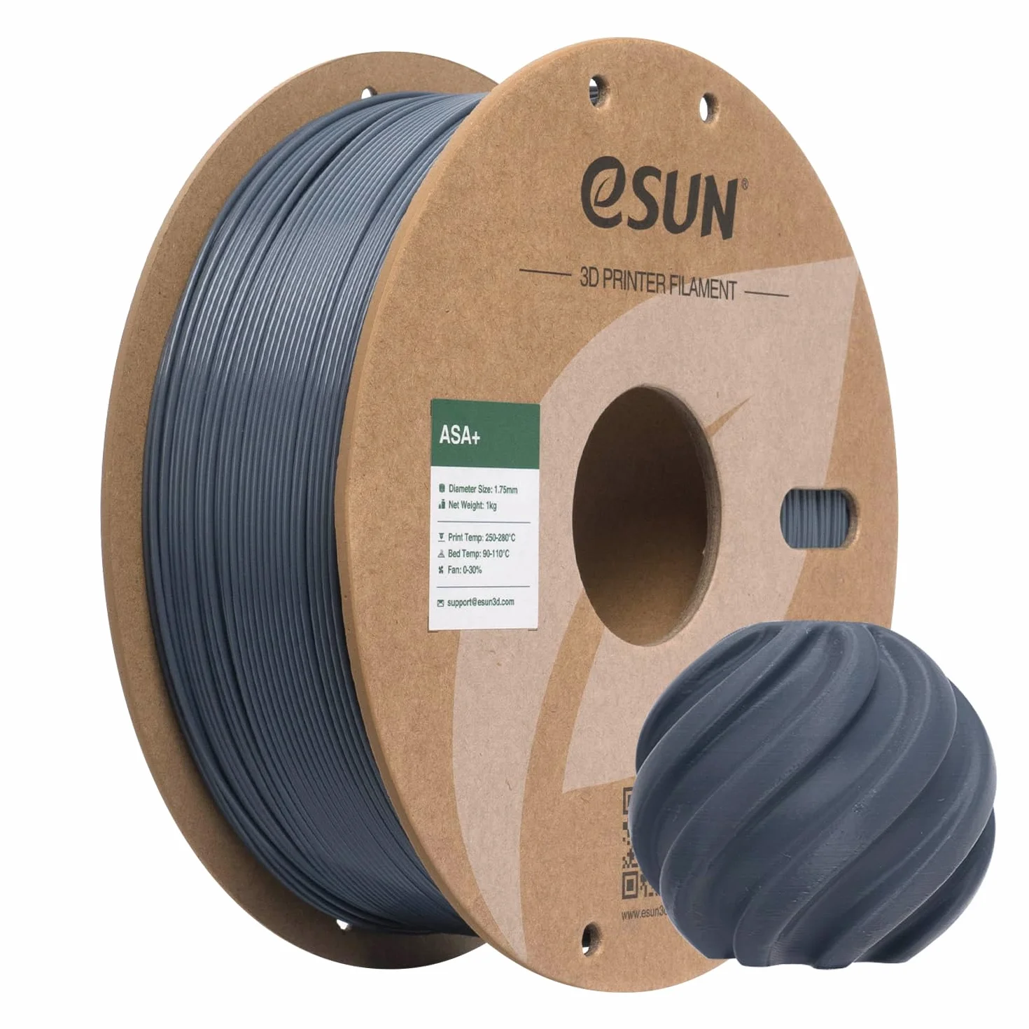 eSUN ASA+ Filament 1,75 mm, odporny na warunki atmosferyczne filament do drukarek 3D do zewnętrznych części funkcjonalnych, 1 kg szpula filamentu do drukarek 3D (Szary, 1KG)