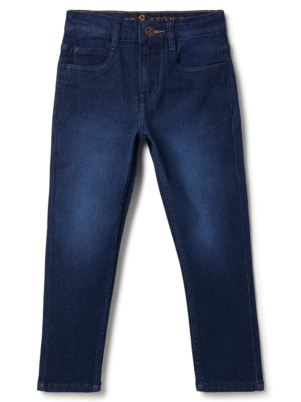 Tales & Stories Chłopięce dżinsy slim fit | stylowe spodnie ze średnim stanem z 5 kieszeniami | trwała bawełna denim lycra z zapięciem na guziki | odzież codzienna