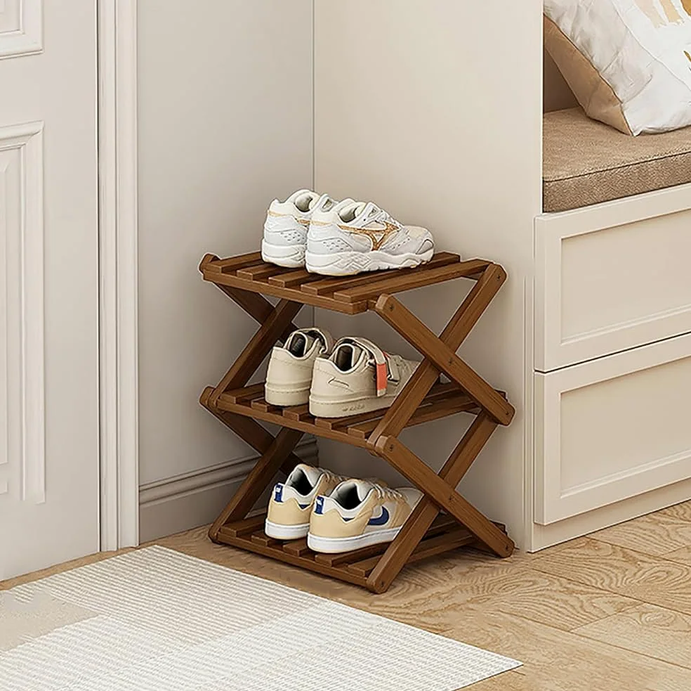 Drewniany pionowy stojak na buty do przedpokoju, wąski stojak na buty do małych przestrzeni, składany organizer na buty, wolnostojąca, półka na buty, do szafy, narożnika, salonu, instalacja (rozmiar