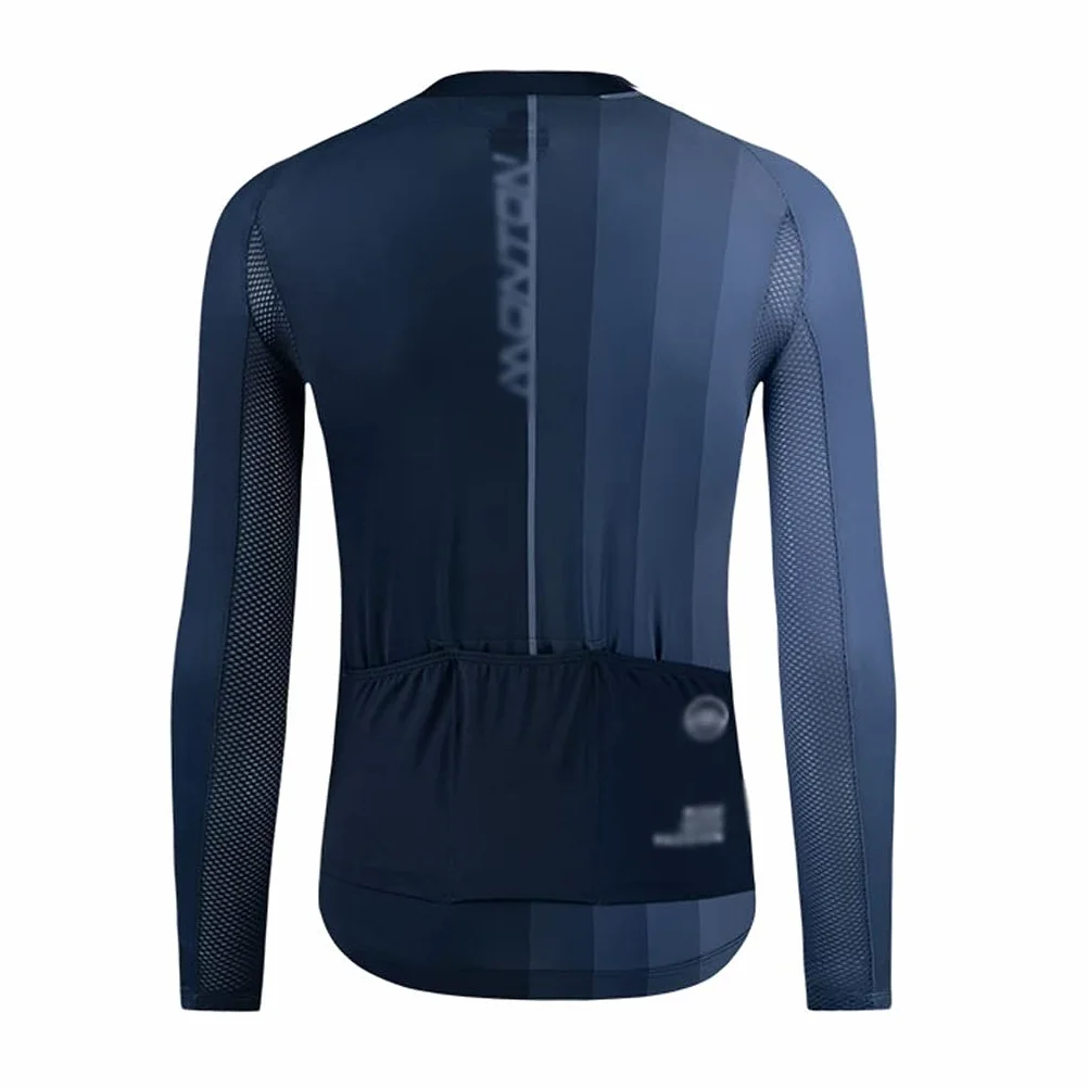 Męska odzież kolarska Jezyka jazda na rowerze Męska koszulka wyścigowa Oddychająca z długim rękawem MTB odzież rowerowa Koszula rowerowa, Gradient Stripes Design Męskie koszulki kolarskie(Blauw,XL)