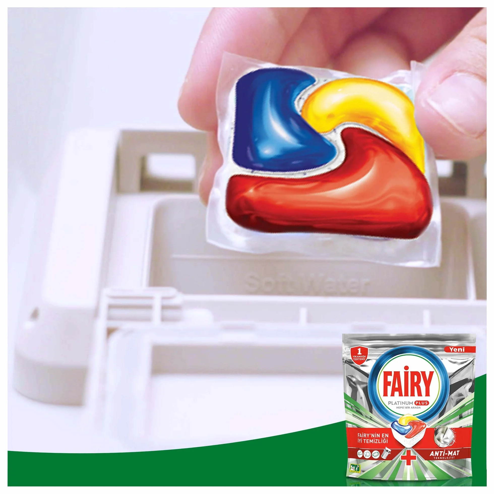 Fairy Platinum Plus All In One, Kapsułki do zmywarki, Lemon, 106 sztuk (2 x 53 szt.), Tabletki czyszczące