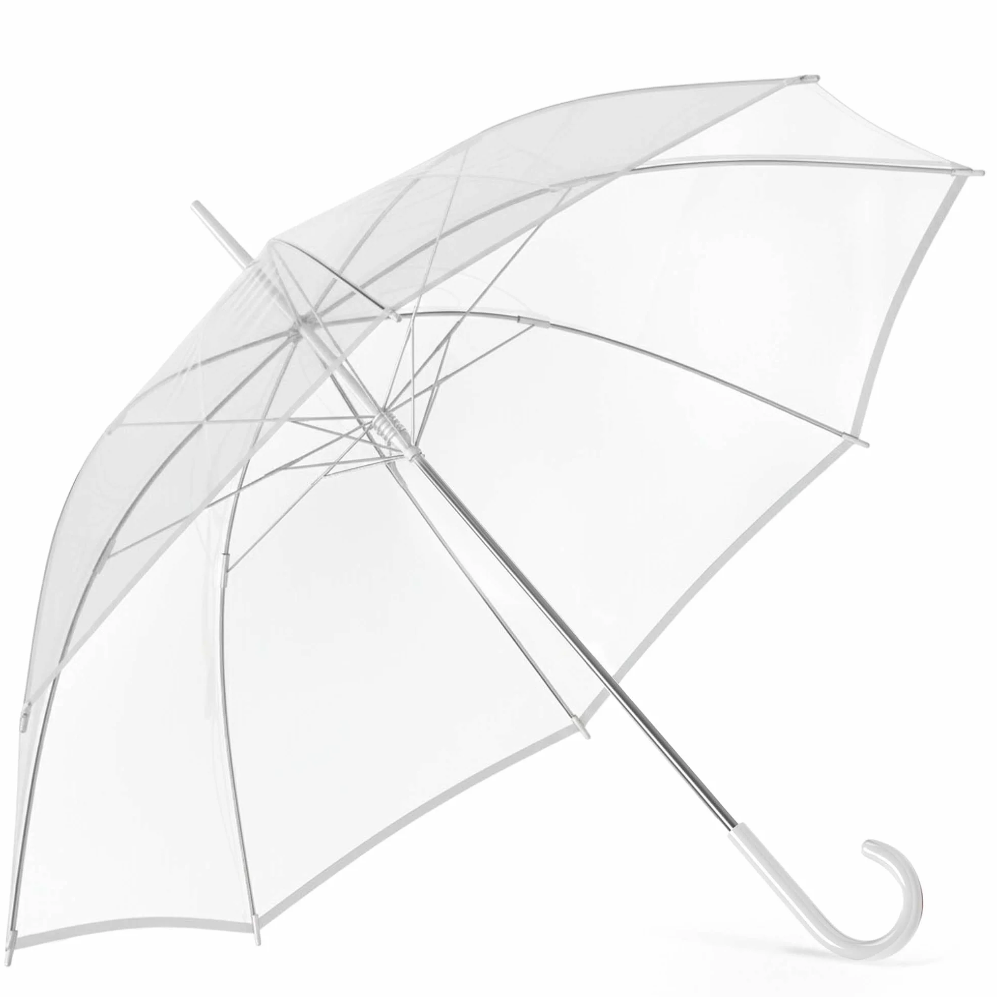 Parasol przezroczysty biała laska Ø 100-130 cm elegancki