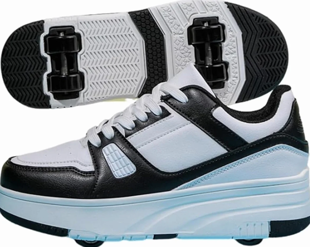 Buty na kółkach Chłopcy Dziewczęta Nastolatek Łyżwy Buty z 4 Kołami Trampki Chowane Buty Dorośli Odpinane Buty Skateboardowe Buty Deskorolka Buty