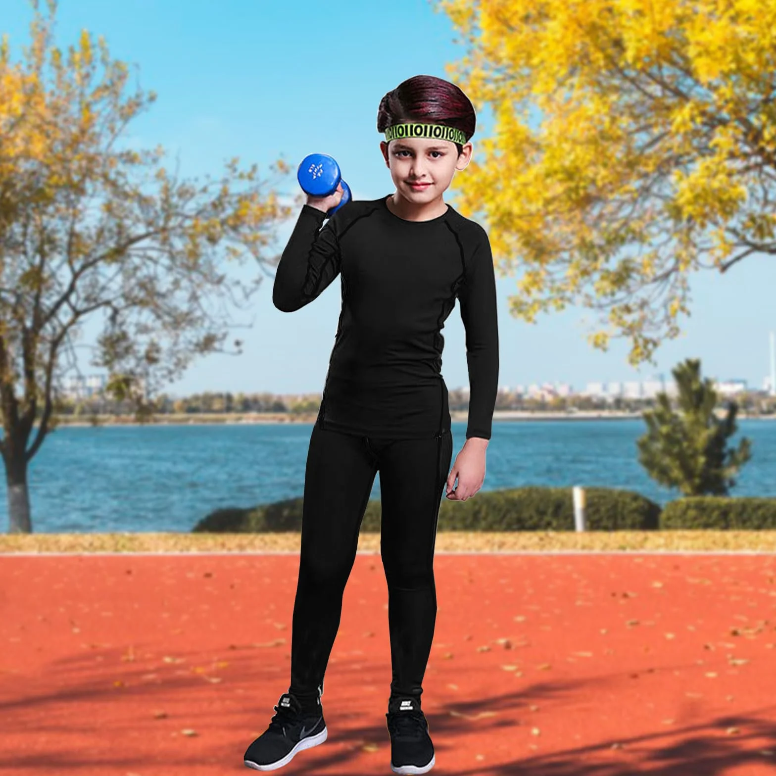 Dzieci termiczna warstwa bazowa zestaw kompresyjny legginsy szybkoschnące chłopcy ciepłe rajstopy młodzieżowe atletyczny top z długim rękawem i spodnie do bielizny sport