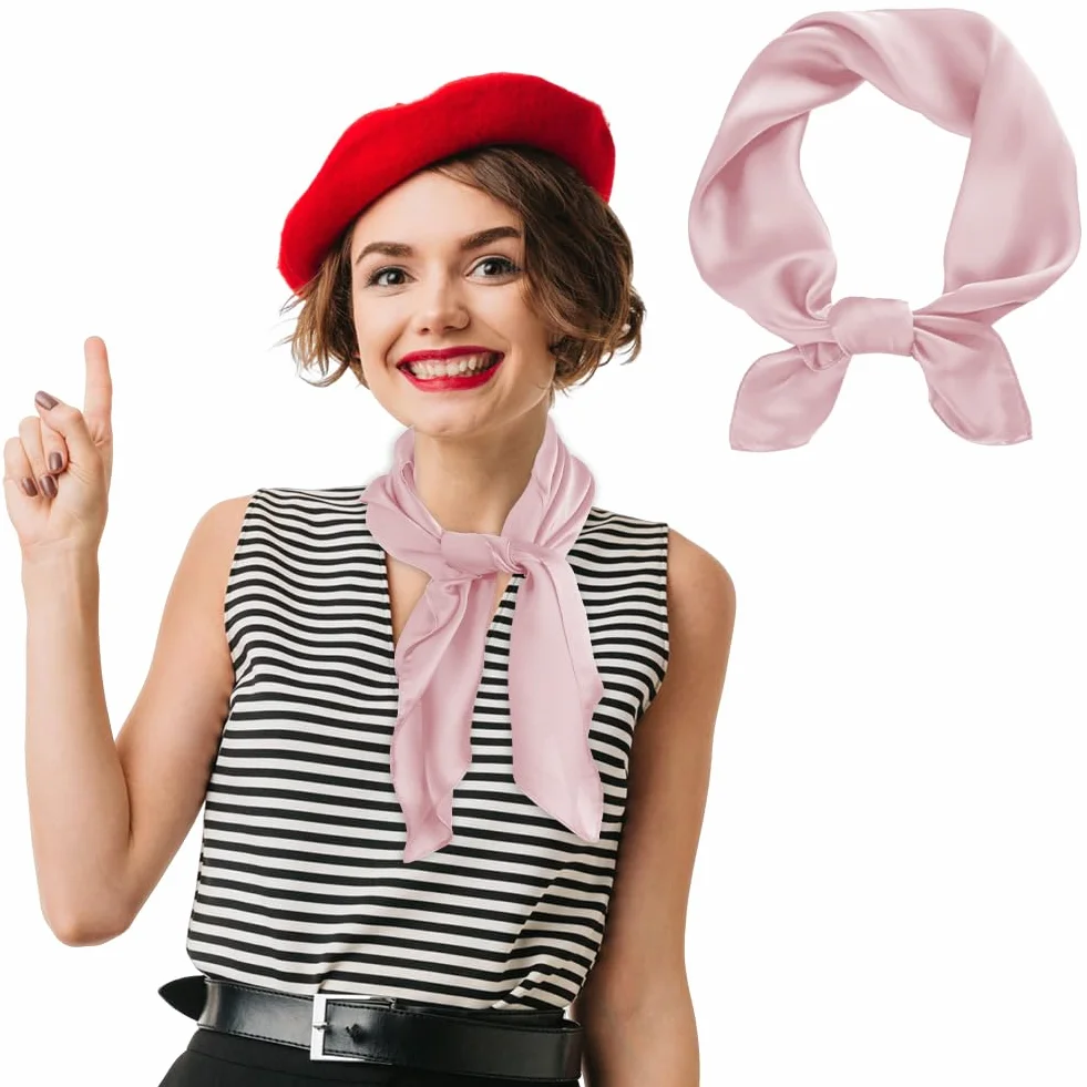 Kwadratowy satynowy jedwabny szalik zwykły szalik na szyję, lekka jednokolorowa bandana owijana kwadratowa duża kwadratowa satynowa chusta na głowę do włosów, akcesoria klasyczny szalik do