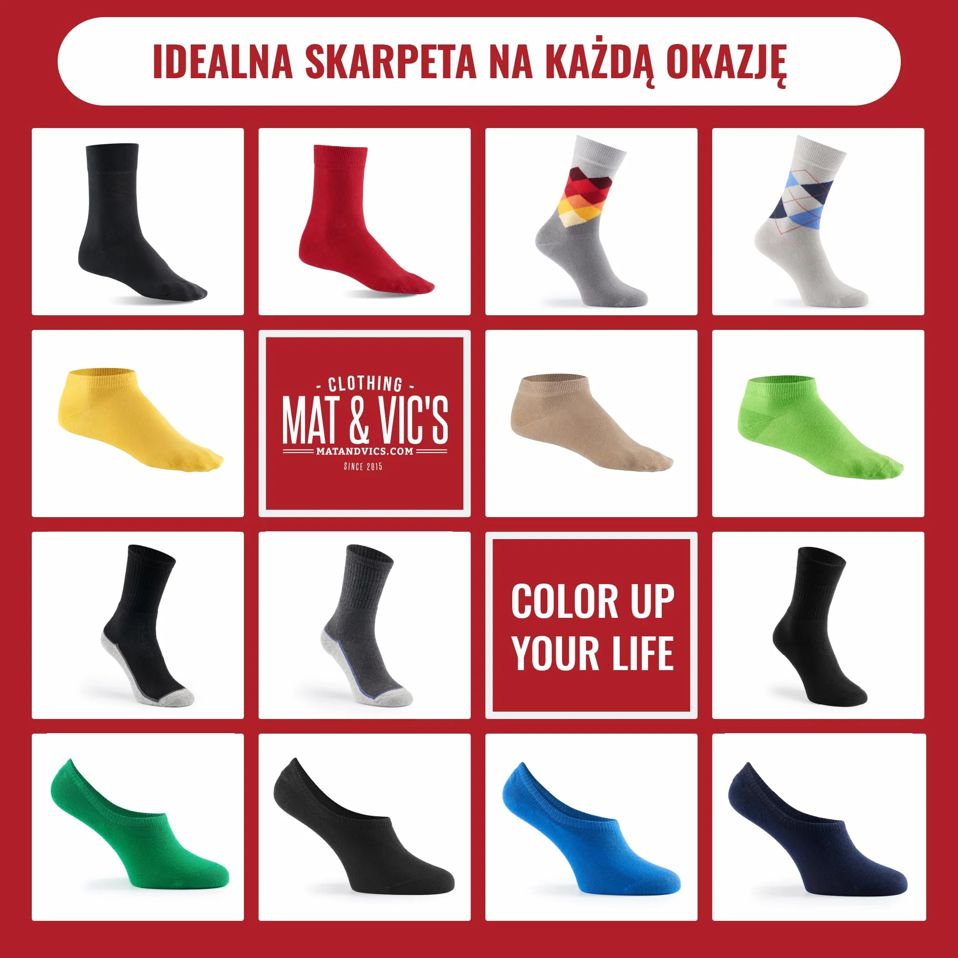 Mat & Vic's skarpety męskie bawełniane czarne i kolorowe, 5–10 par, dla kobiet i mężczyzn, eleganckie, na co dzień i do pracy, rozmiary 35-38, 39-42, 43-46, 47-50