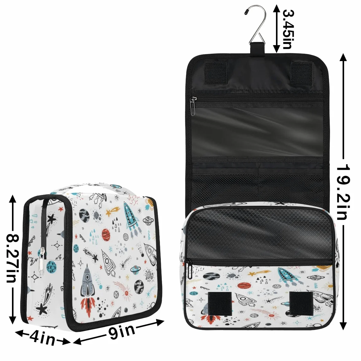 Układ Słoneczny Planeta Podróżna Kosmetyczka Kreskówka Planeta Mycie Torba Unisex Wiszące przybory toaletowe Kosmetyczka Organizer do makijażu, wielobarwny, Jeden rozmiar