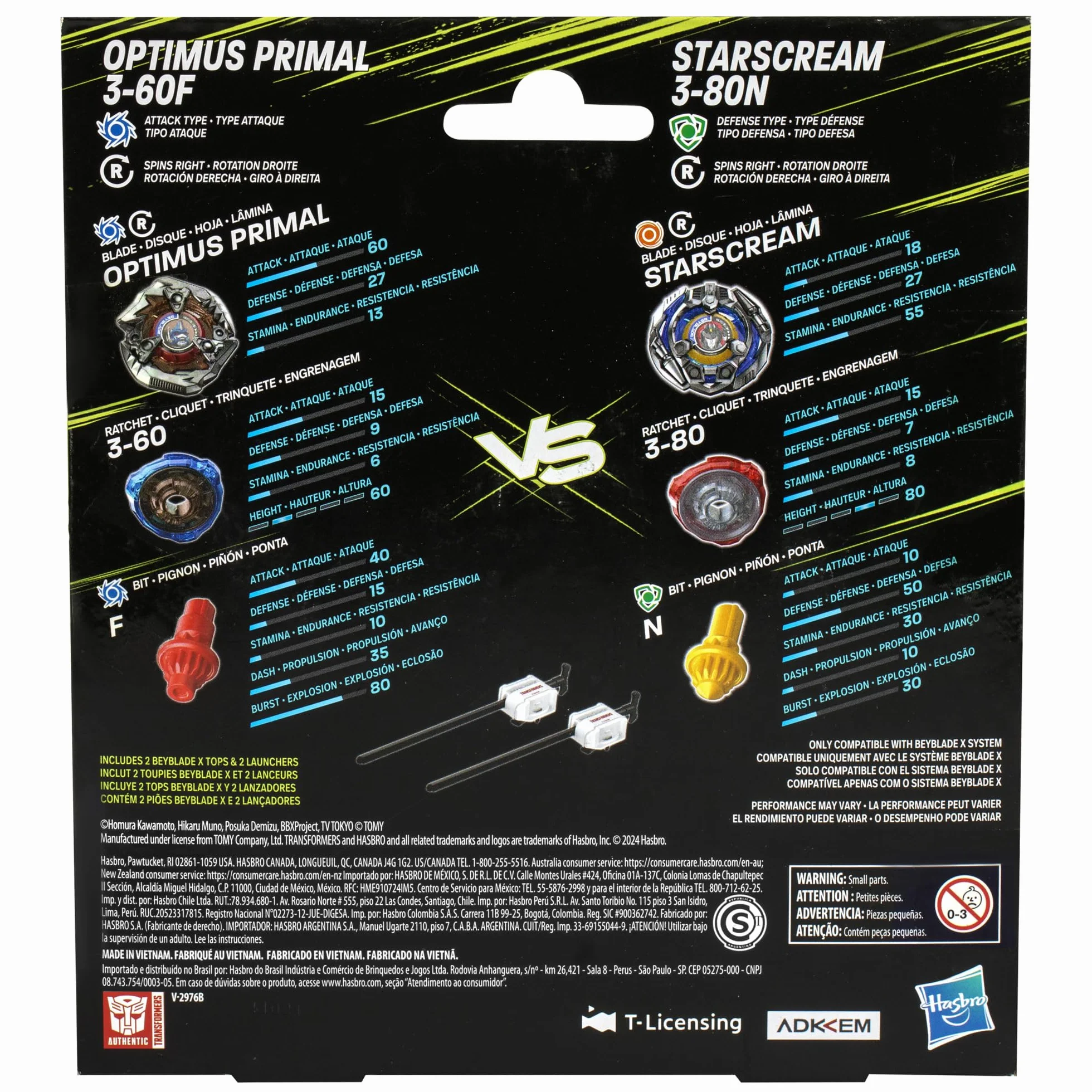Wielopak Beyblade X Transformers Collab Optimus Primal 3-60F kontra Starscream 3-80N