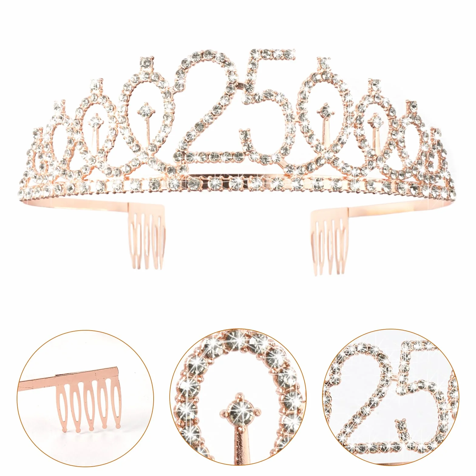 HIKPACKER Zestaw sash i tiara na 25. urodziny, korona, szarfa, złoty, skandynawski styl