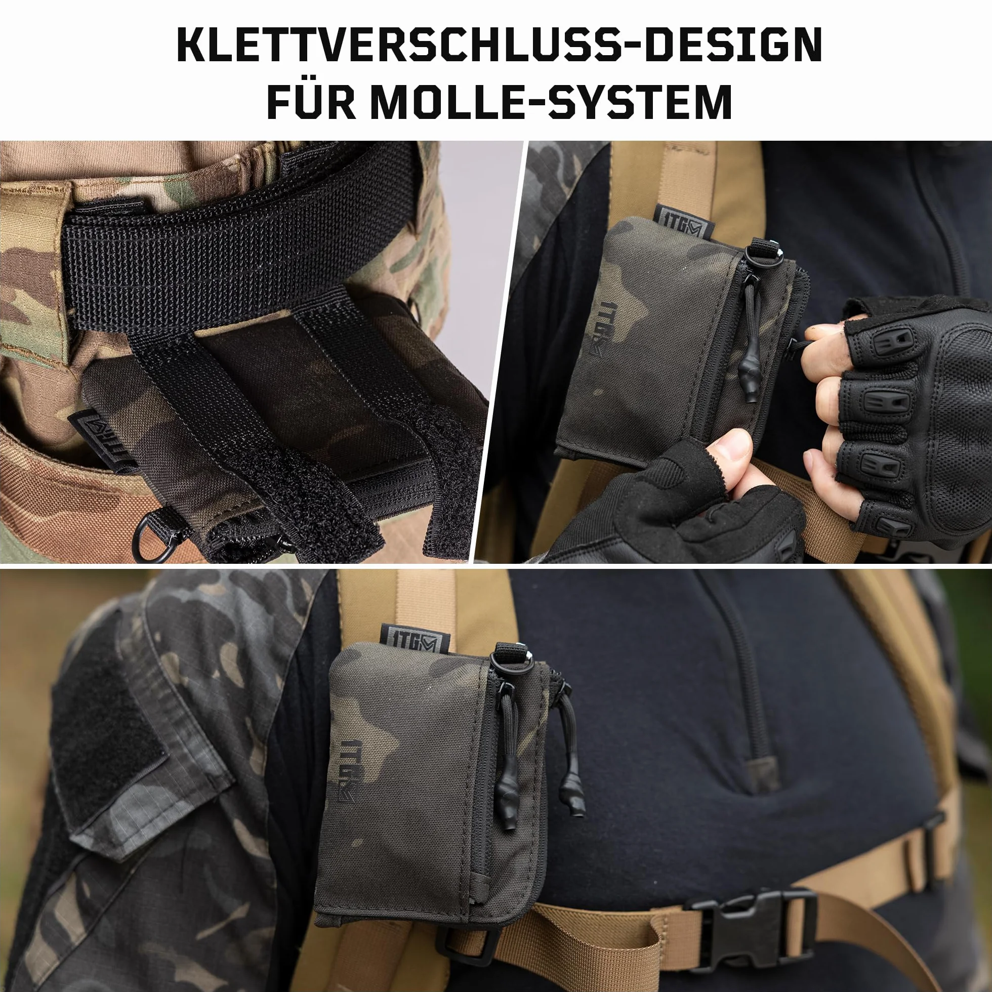 Mały portfel, portmonetka 500D Cordura, mały portfel z zamkiem błyskawicznym, dla mężczyzn i kobiet, Camo czarny, 15*10*5, Nowoczesny