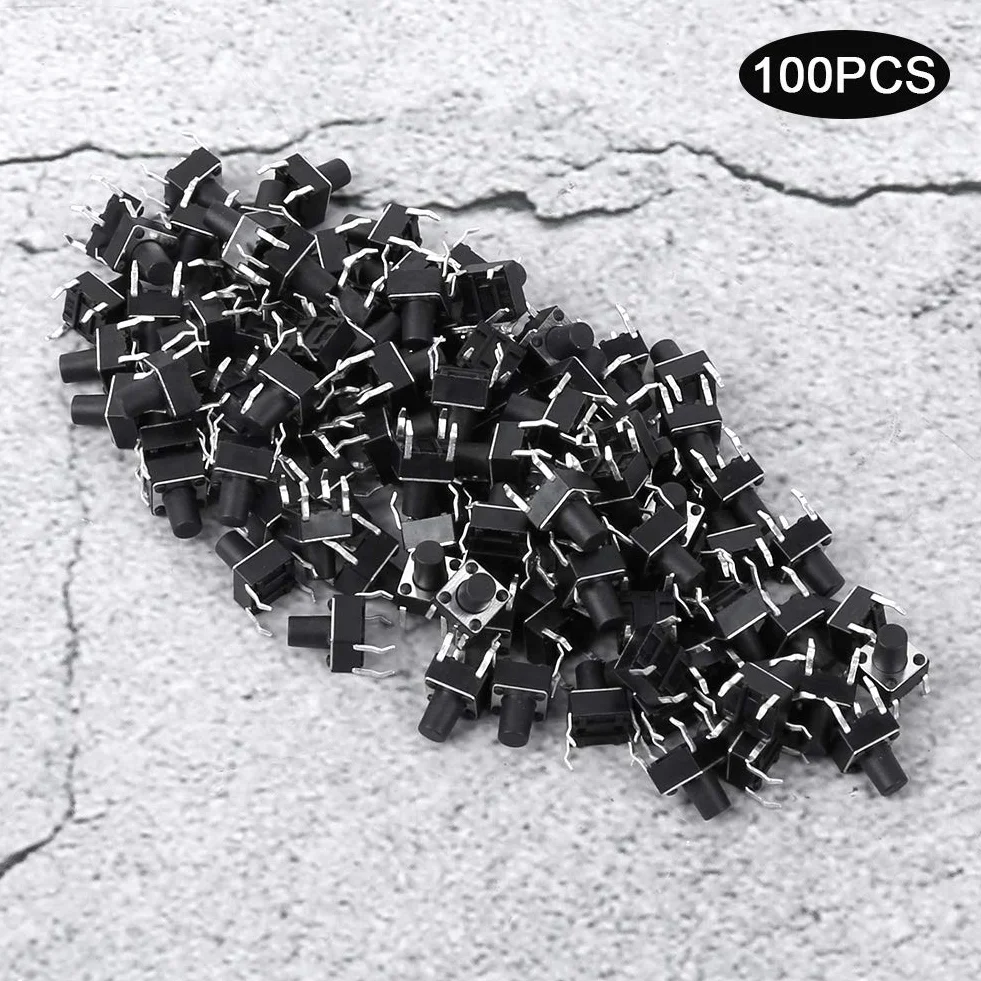 100 Sztuk Chwilowy Dotykowy Przełącznik Przyciskowy Mini Micro Tact Akcesoria 6 X 6 X 8 Mm Interrupteur Dotykowy Léger À Broche Plastik + Żelazko Do Urządzeń Gospodarstwa Domowego