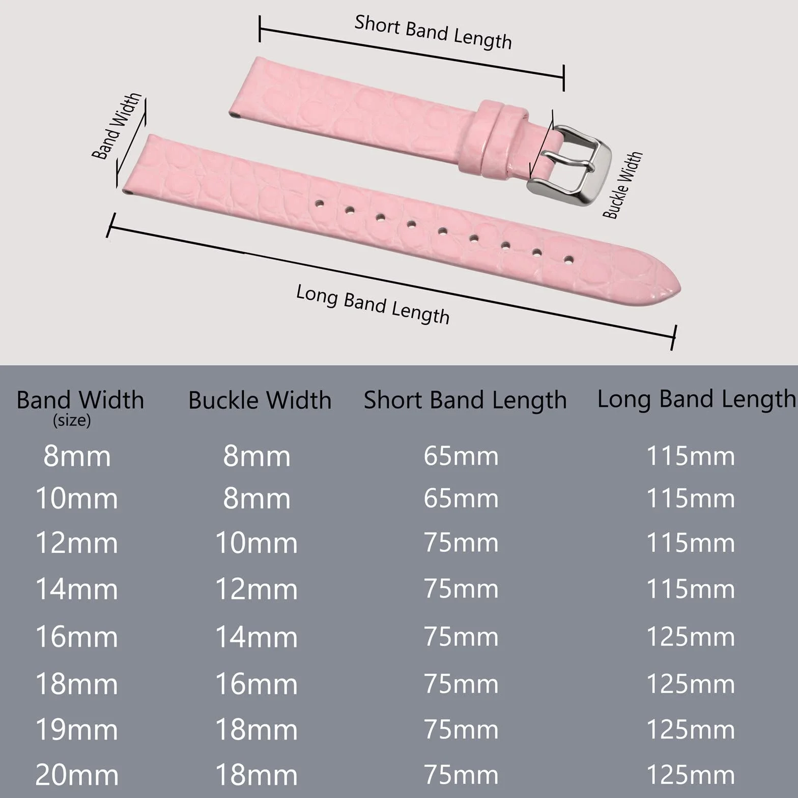 BISONSTRAP Skórzane paski do zegarka 12-20 mm z polerowaną klamrą