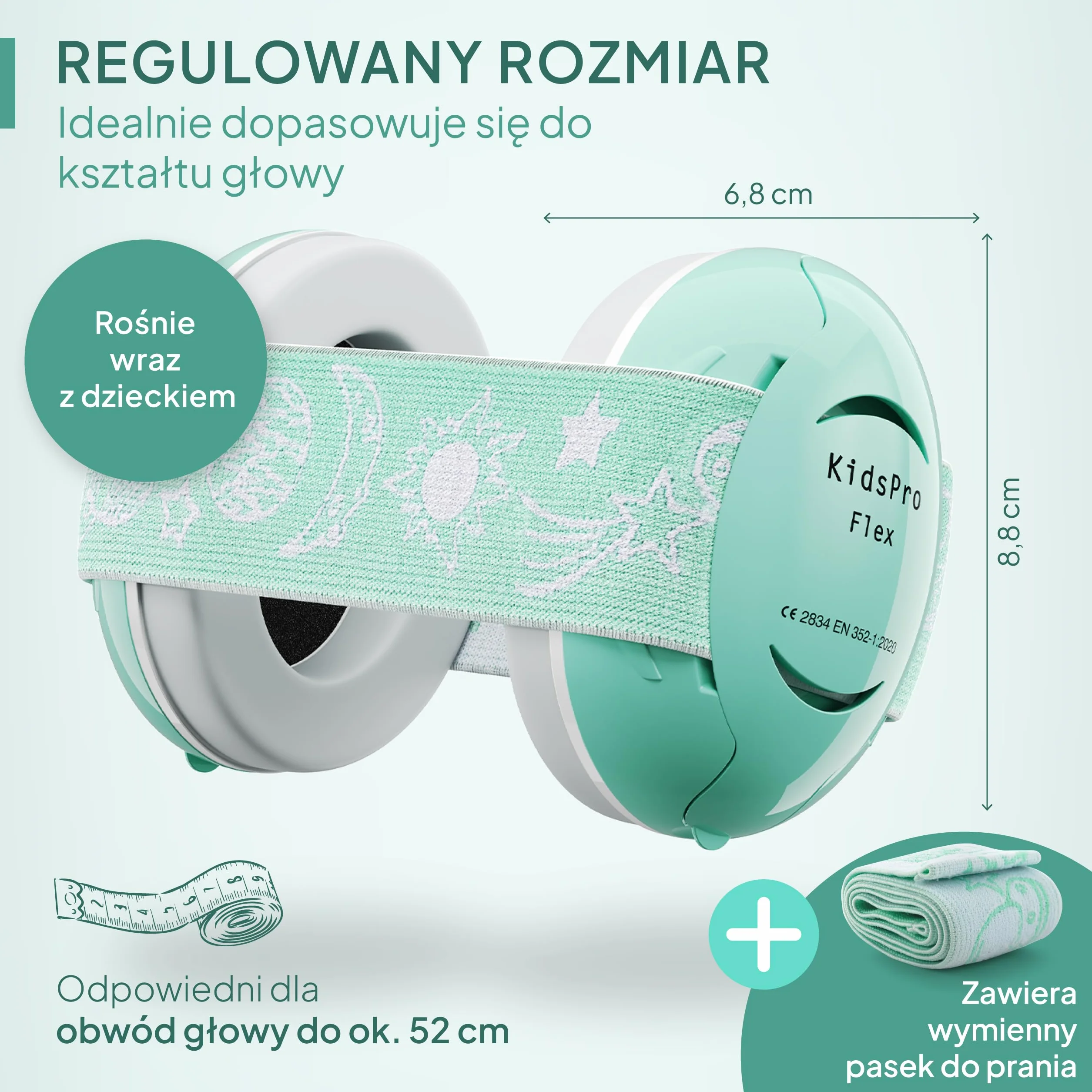 Senner ® KidsPro Flex | Ochronniki słuchu - Ochrona słuchu dla niemowląt - Elastyczne nauszniki z SNR 25 dB. Idealne na co dzień, imprezy, wydarzenia, sport i muzykę - Turkusowe