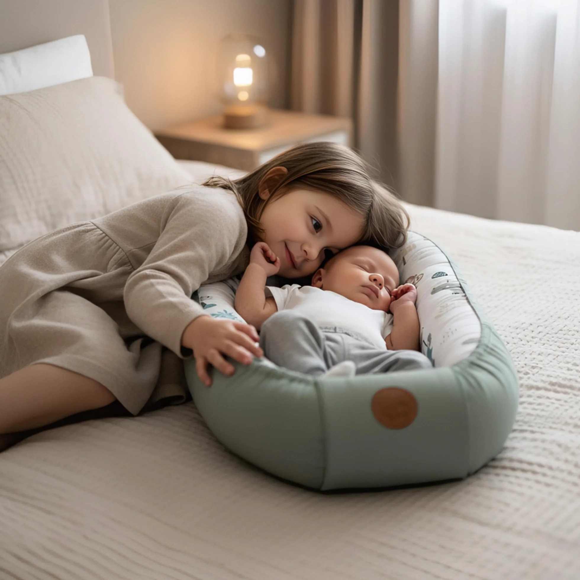 Babynest kokon noworodka 90 x 50 cm - Ręcznie wykonane przytulanki kokon niemowlęce wykonane z bawełny mis