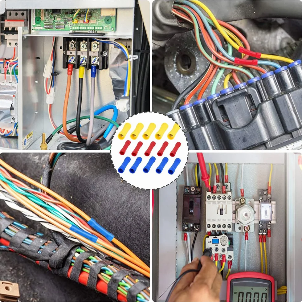 100 szt. miedziane złącze elektryczne+PVC złącza zaciskowe z końcówką elektryczną do zaciskania kabla elektrycznego Auto