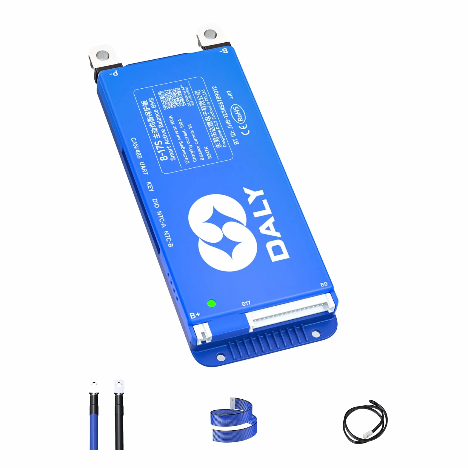 DALY 100A 8S-17S 24V-60V Smart BMS z aktywnym wyważaczem 1A i wbudowanym Bluetooth RS485 CAN do akumulatora litowego NCM/LFP/LTO