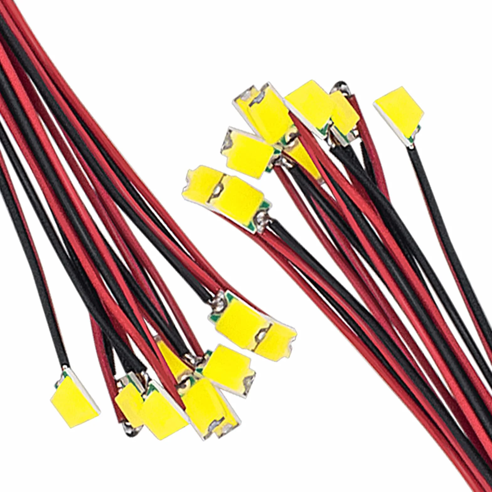 DiCUNO Wstępnie okablowane diody LED z mikro diodami SMD, 0805, wstępnie zgrzewane mini lampy do majsterkowania, projektów naukowych, długość drutu 16 cm, kolor: ciepła biel, zestaw 20 szt