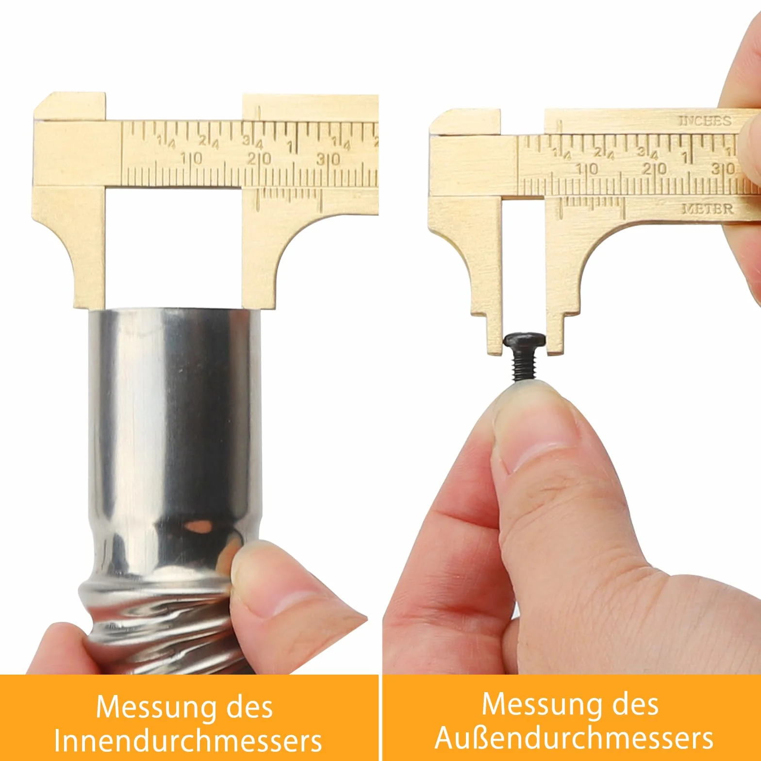 HENGBIRD 2 sztuki suwmiarka mała, suwmiarka analogowa, poręczna szubrowa, mini mosiężna suwmiarka składana, podwójna skala, linijka kieszonkowa, do biżuterii, obróbki drewna, narzędzie pomiarowe 100